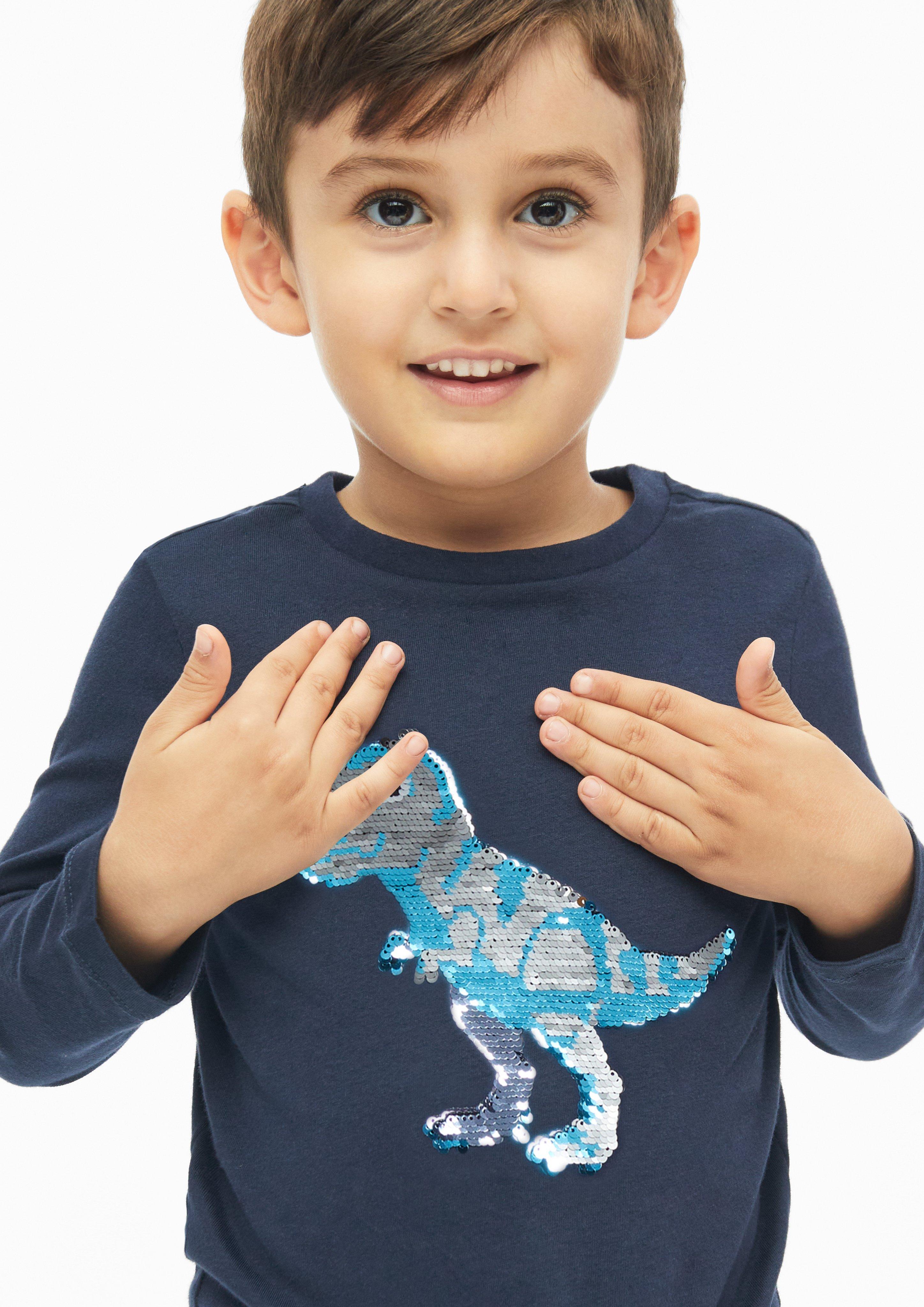 Kinder Langarmshirt mit Pailletten-Artwork in blau von s.Oliver