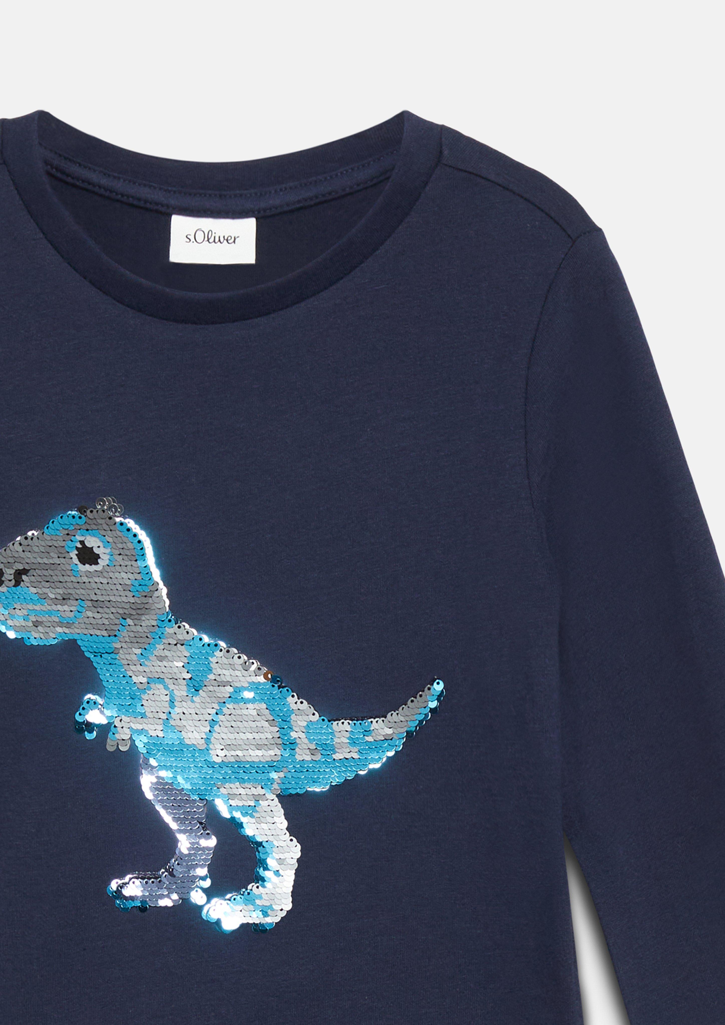 Kinder Langarmshirt mit Pailletten-Artwork in blau von s.Oliver