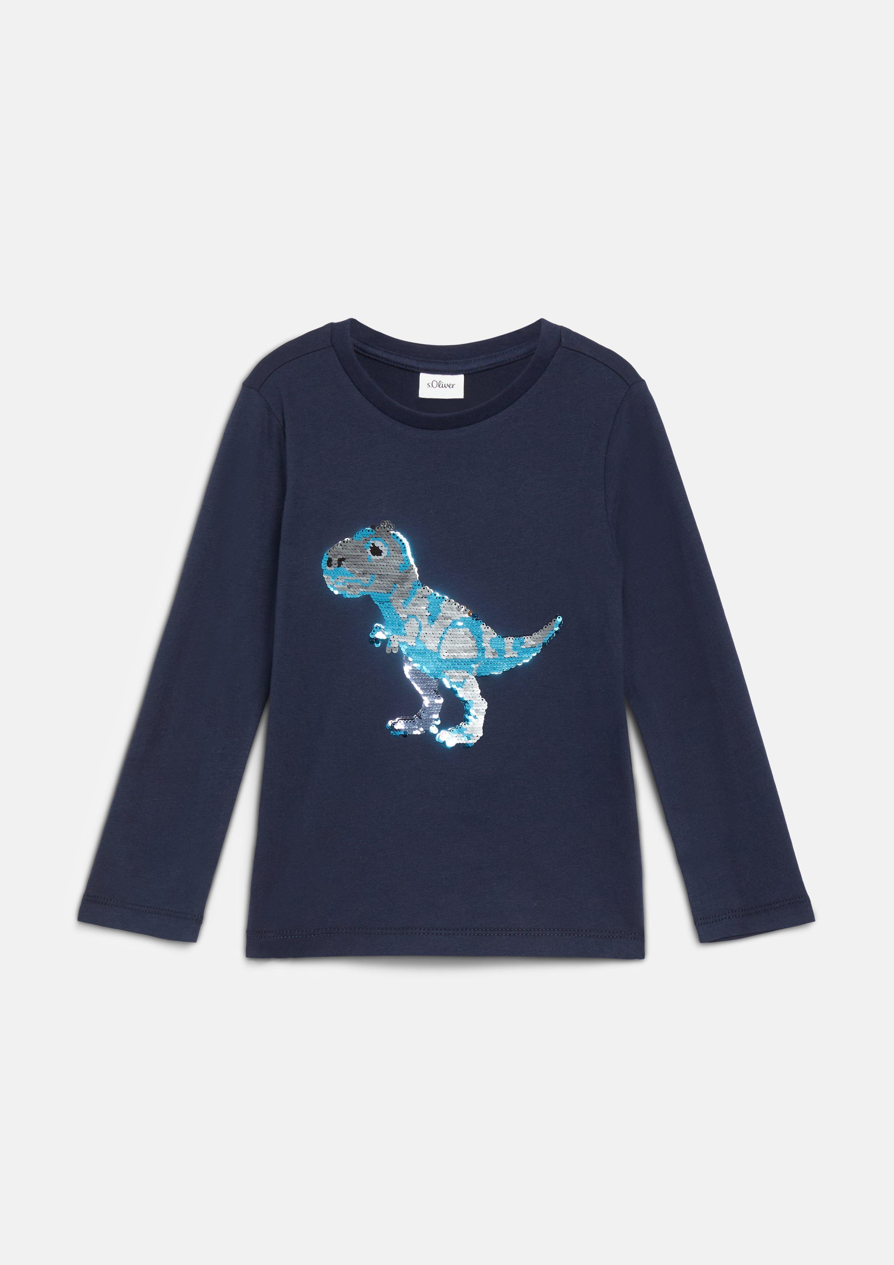 Kinder Langarmshirt mit Pailletten-Artwork in blau von s.Oliver