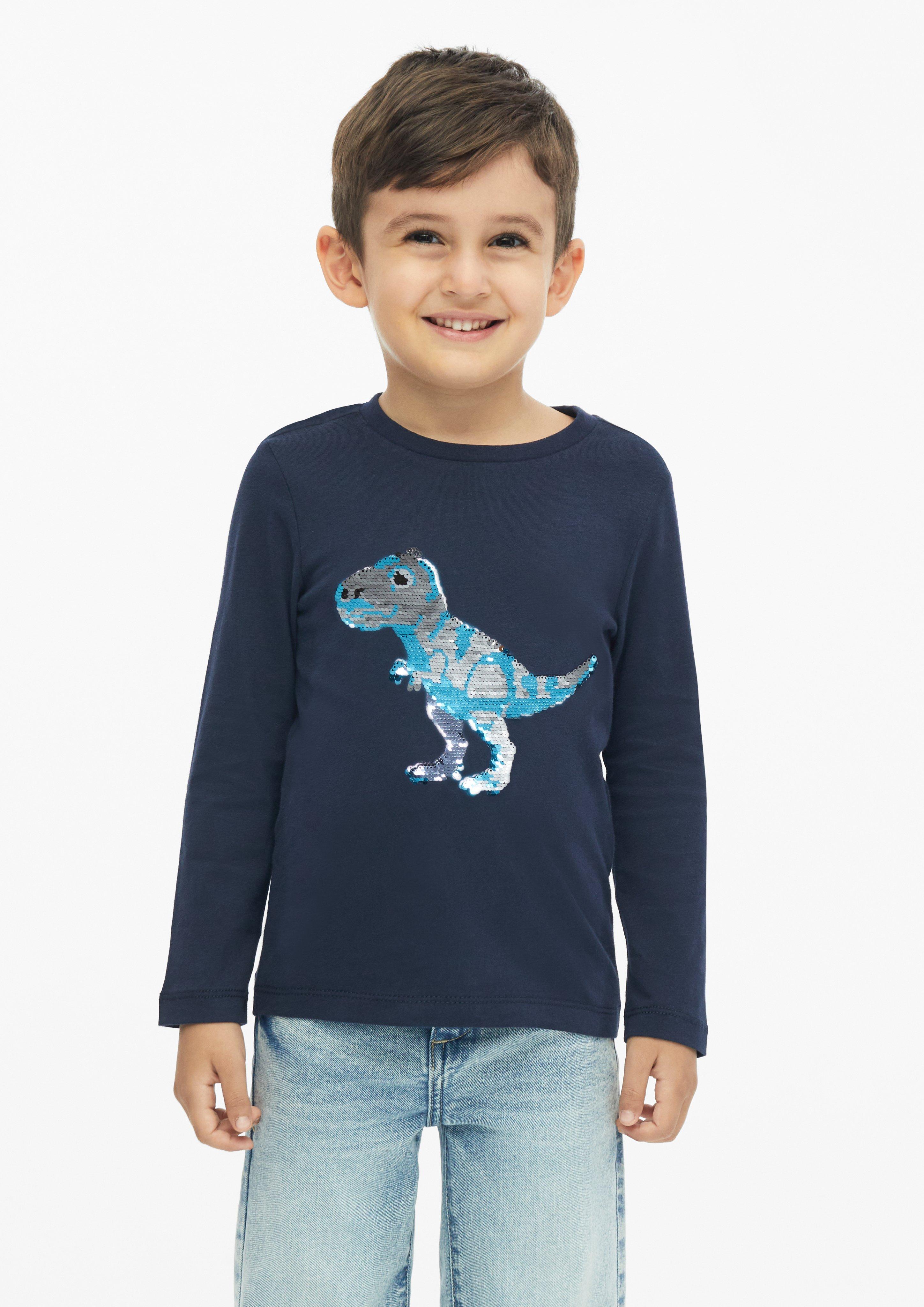Langarmshirt mit Pailletten-Artwork in Farbe navy von s.Oliver