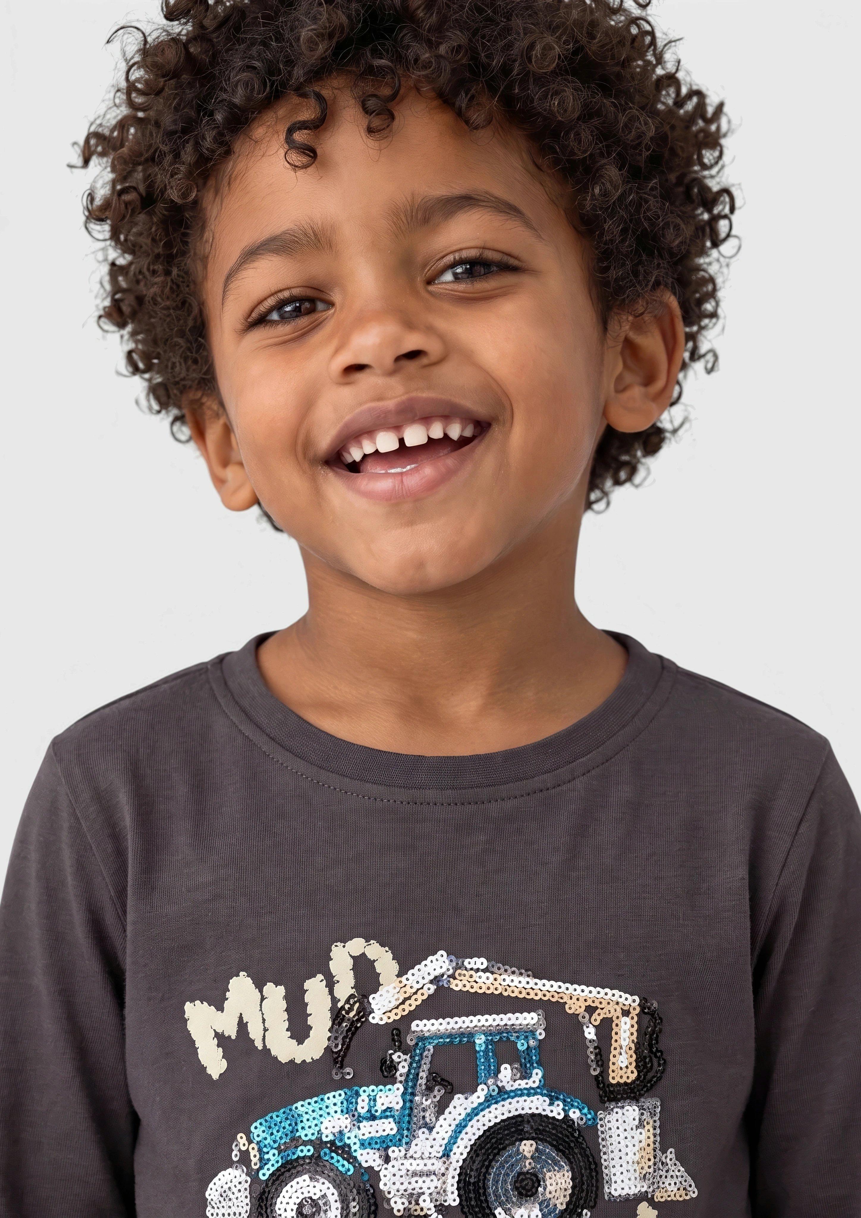 Kinder Langarmshirt mit Pailletten-Artwork in braun von s.Oliver