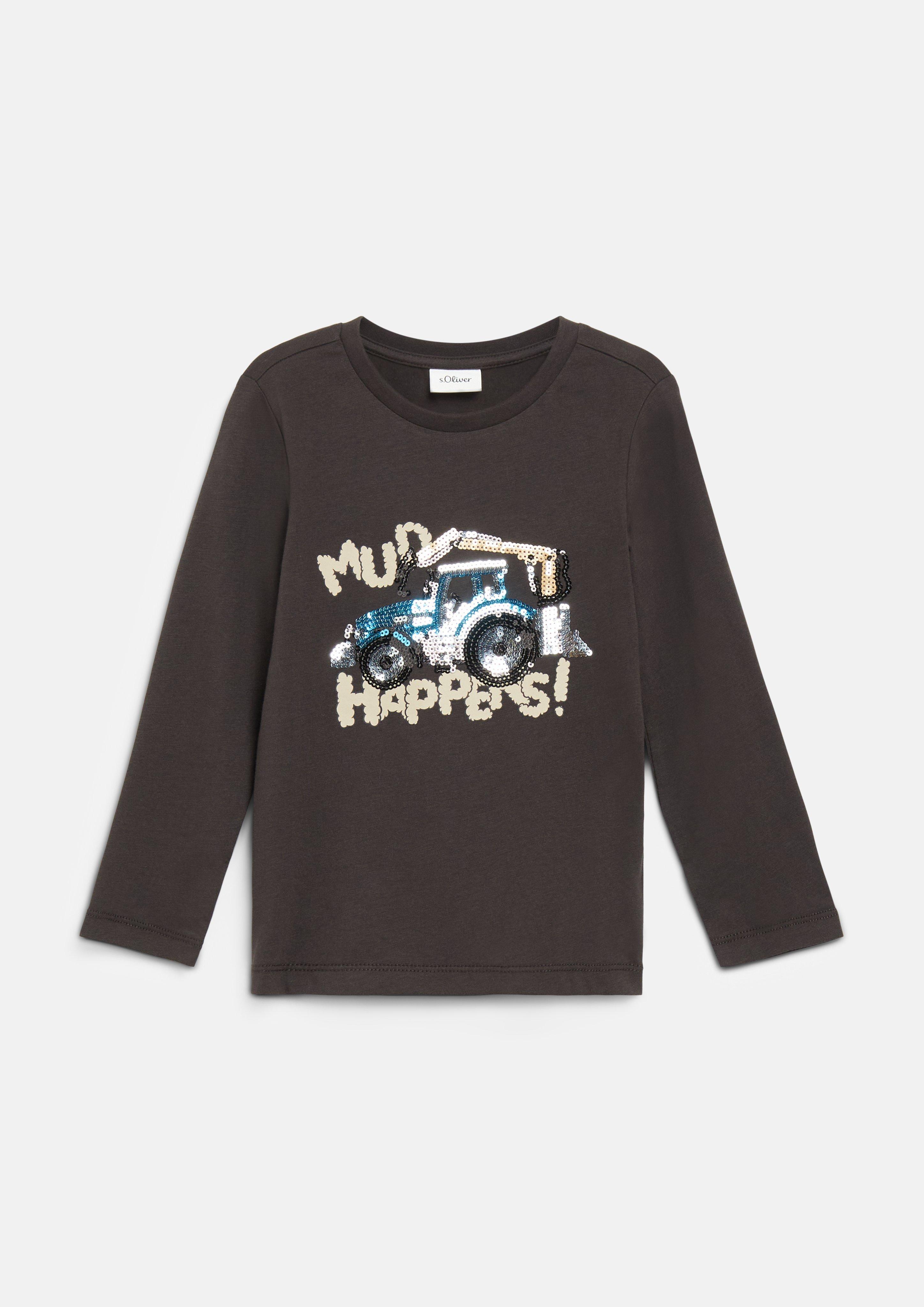 Kinder Langarmshirt mit Pailletten-Artwork in braun von s.Oliver