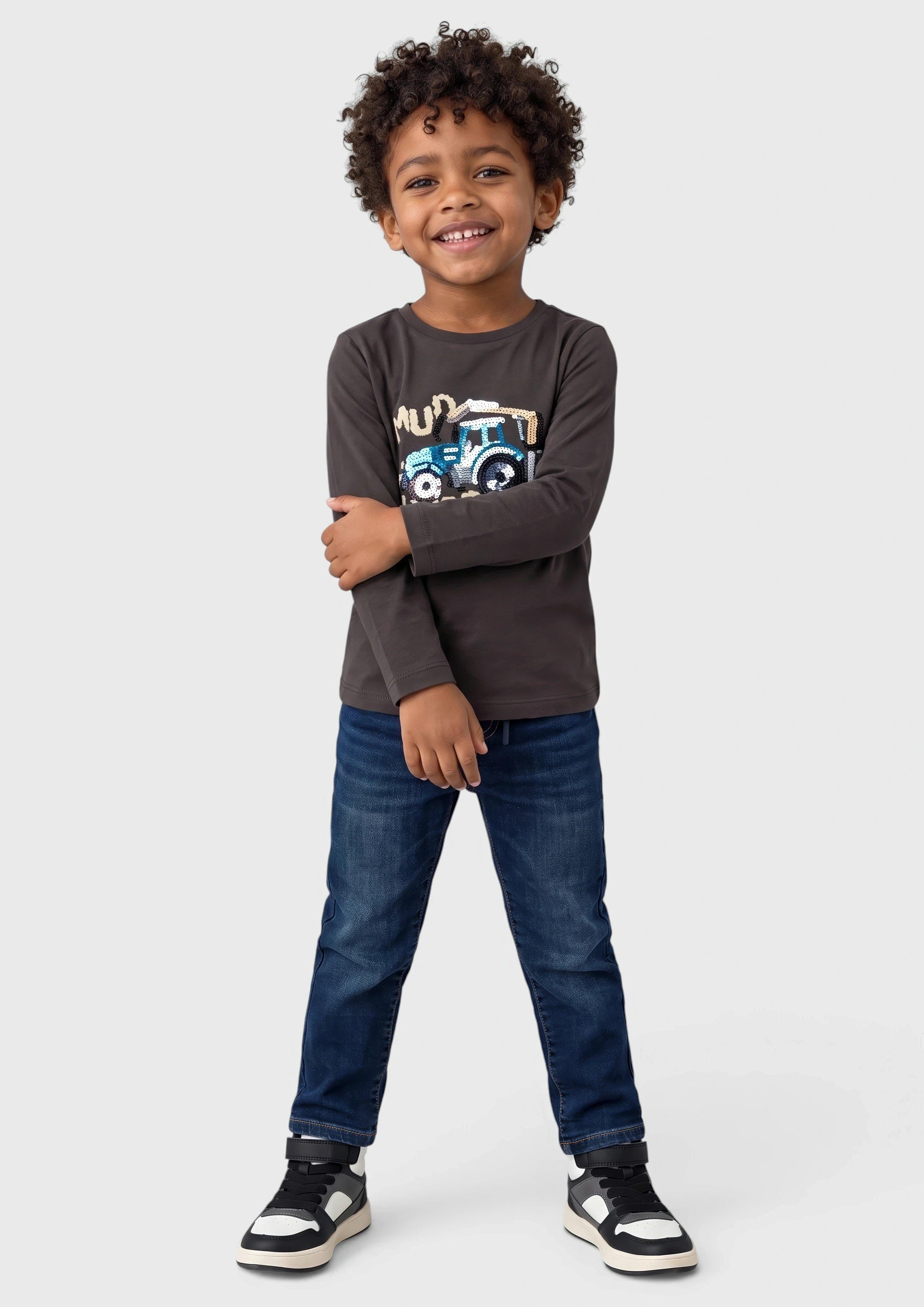 Kinder Langarmshirt mit Pailletten-Artwork in braun von s.Oliver