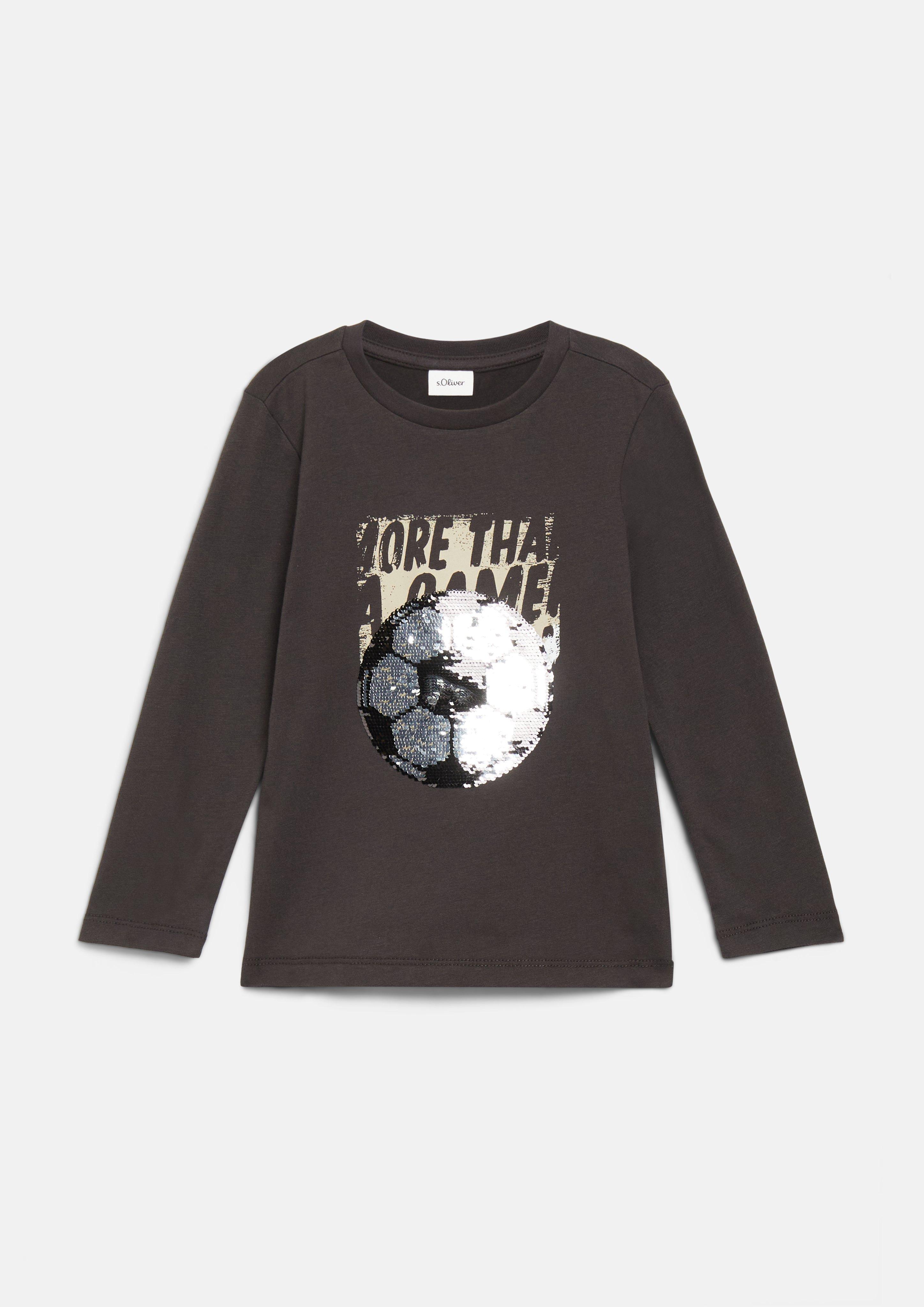 Langarmshirt mit Pailletten-Artwork in Farbe dunkelbraun von s.Oliver