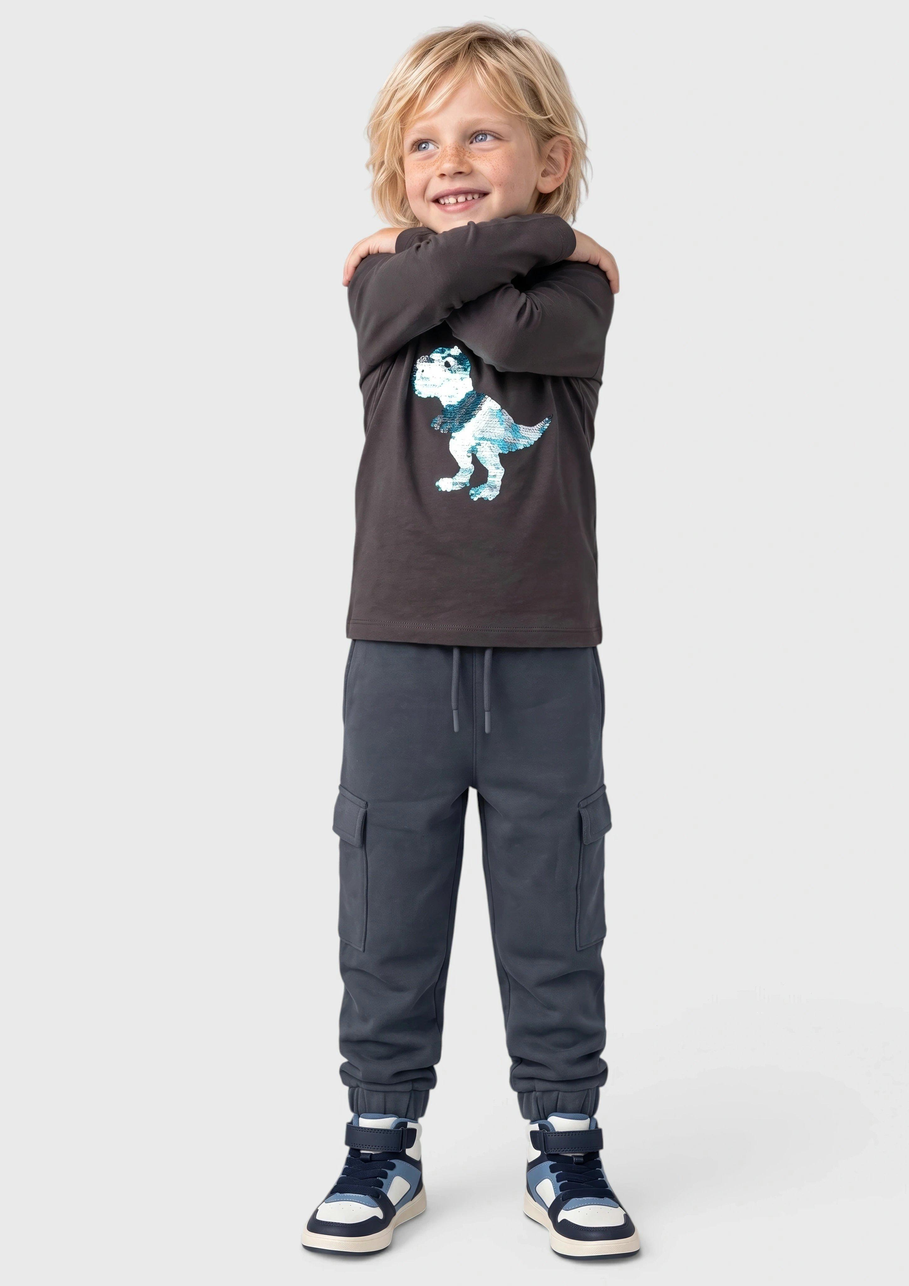 Langarmshirt mit Pailletten-Artwork in Farbe dunkelbraun von s.Oliver