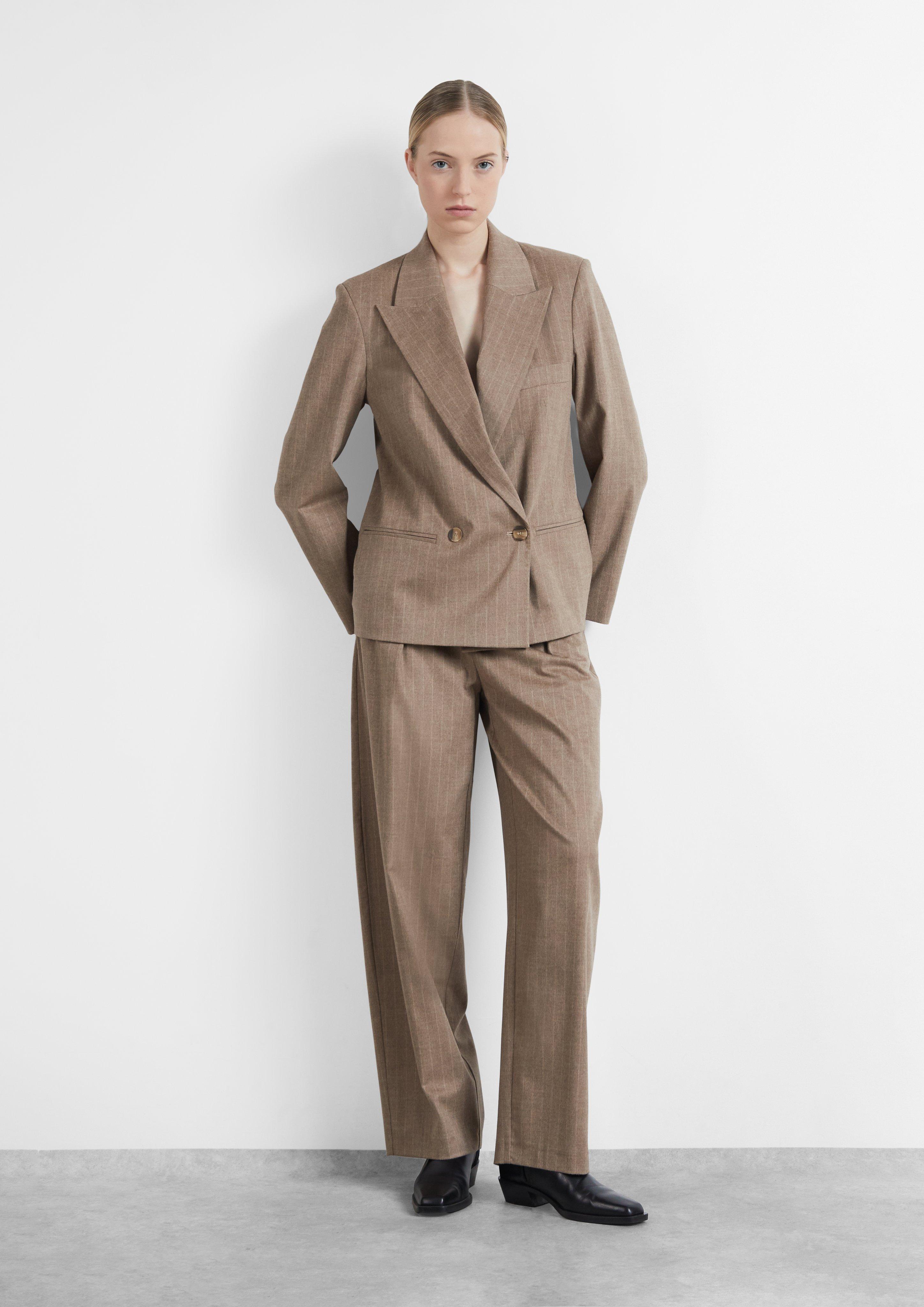 Nadelstreifenhose aus Flanell mit Bundfalten in Farbe braun von COMMA