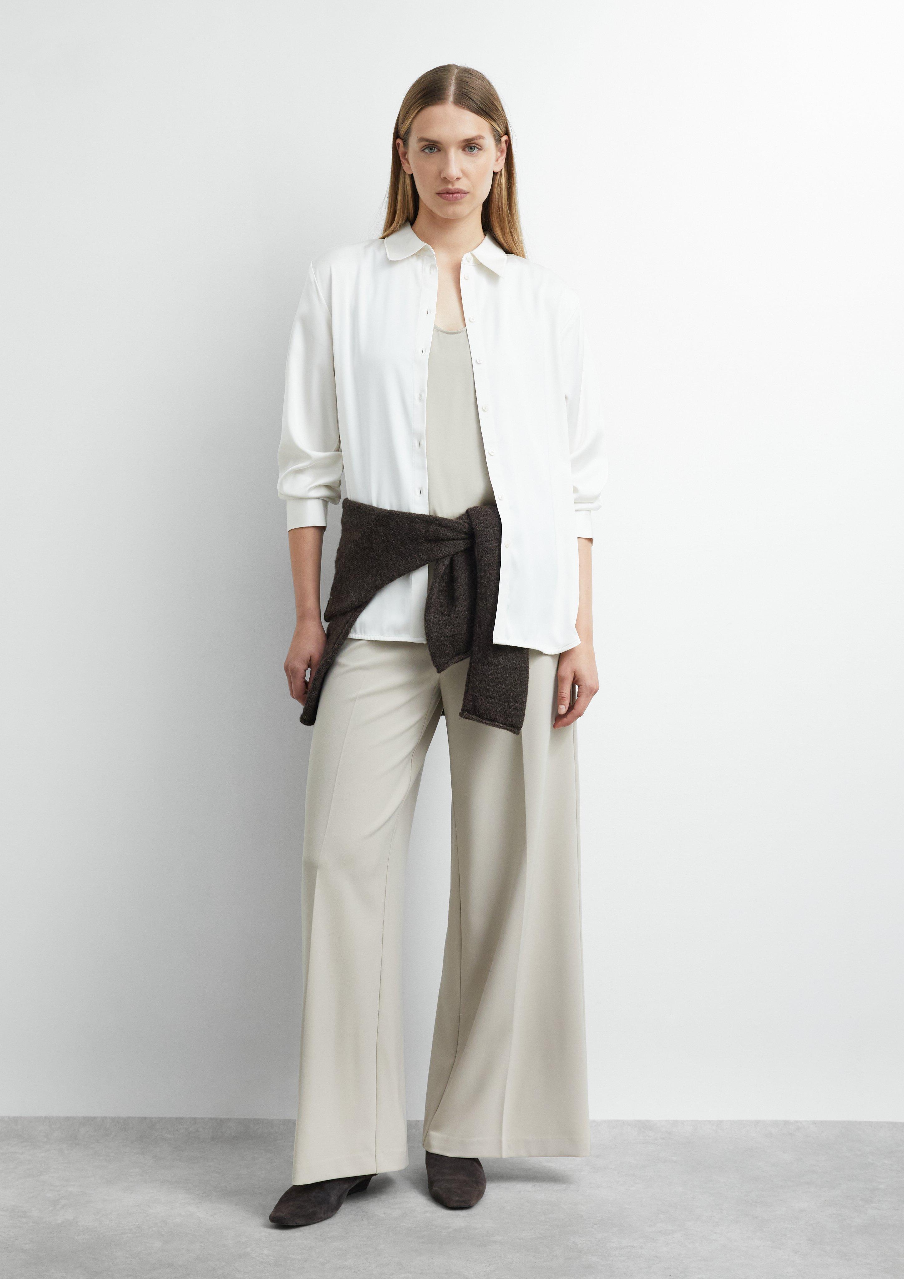 Fließende Wide-Leg-Hose in beige von COMMA