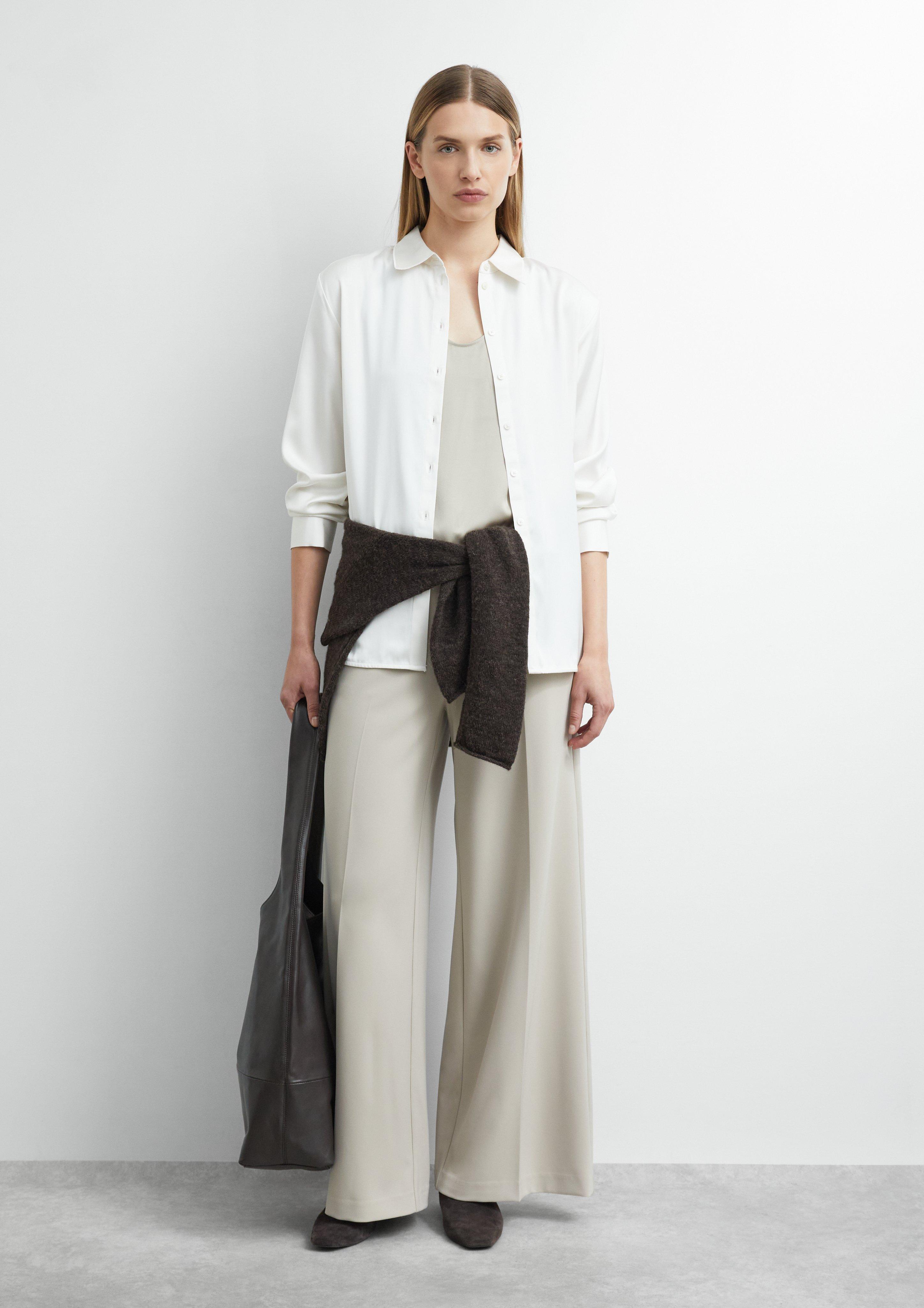 Fließende Wide-Leg-Hose in beige von COMMA