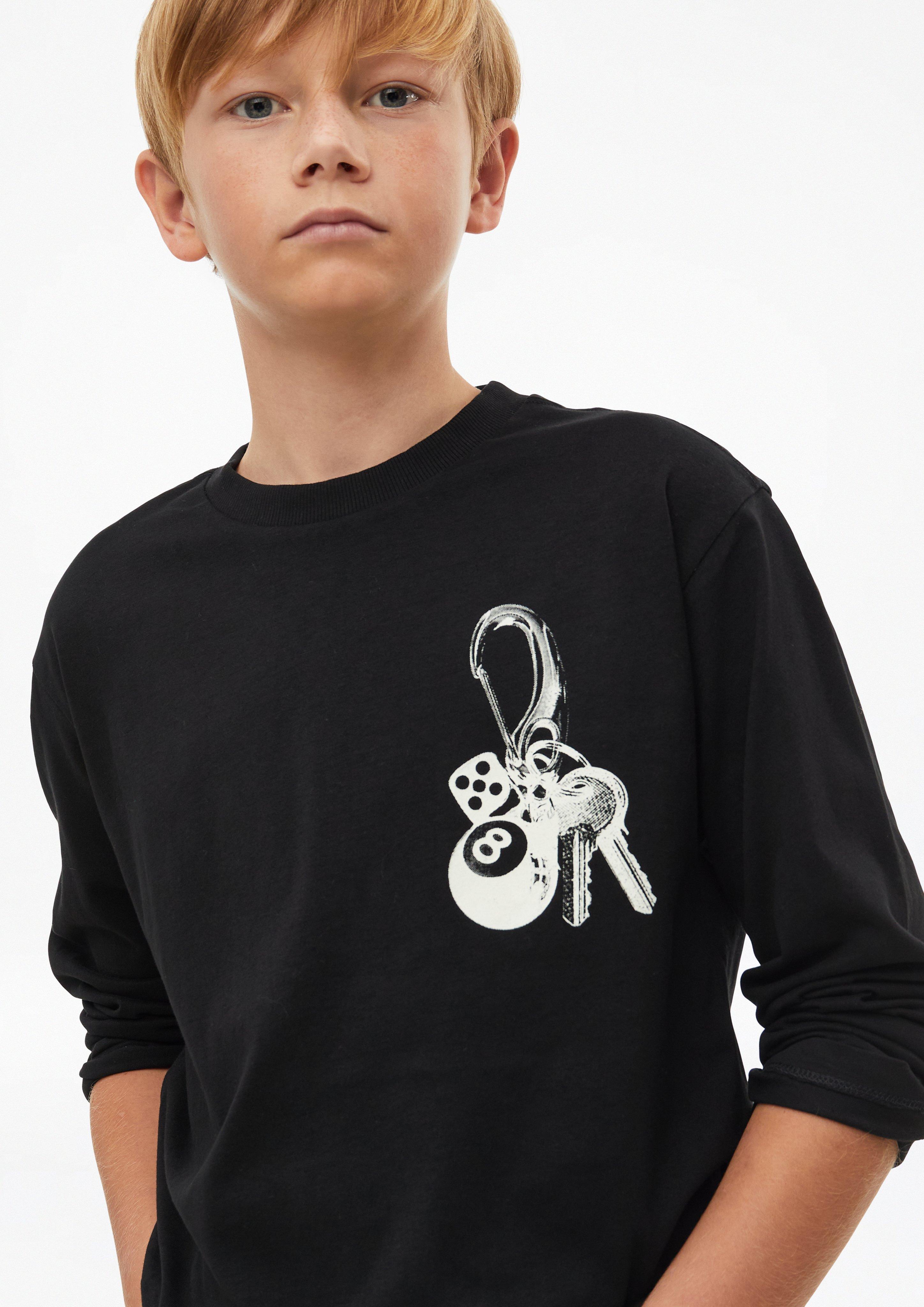 Junior T-shirt met lange mouwen en print in zwart van s.Oliver