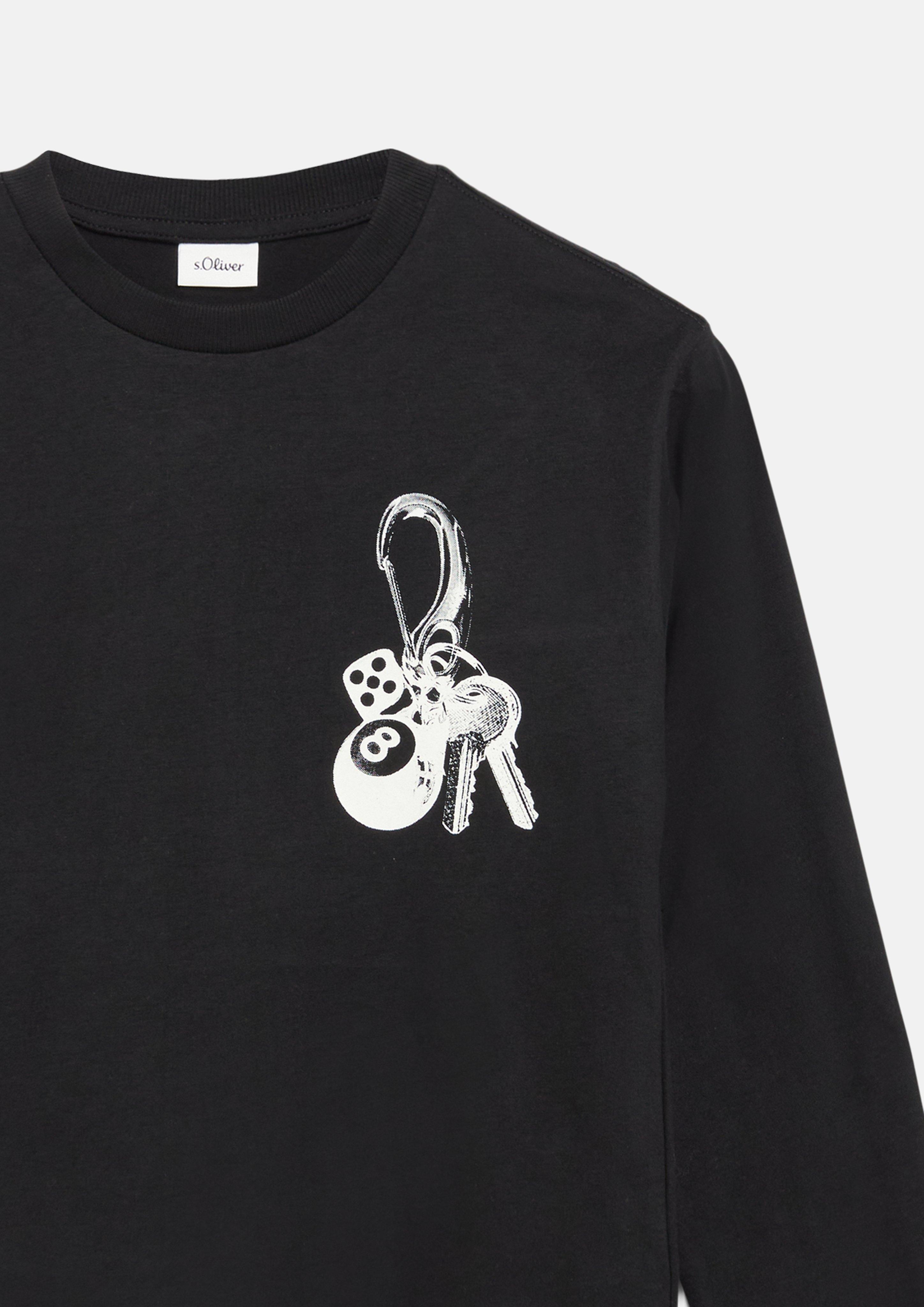 Junior Shirt met lange mouwen en print in zwart van s.Oliver