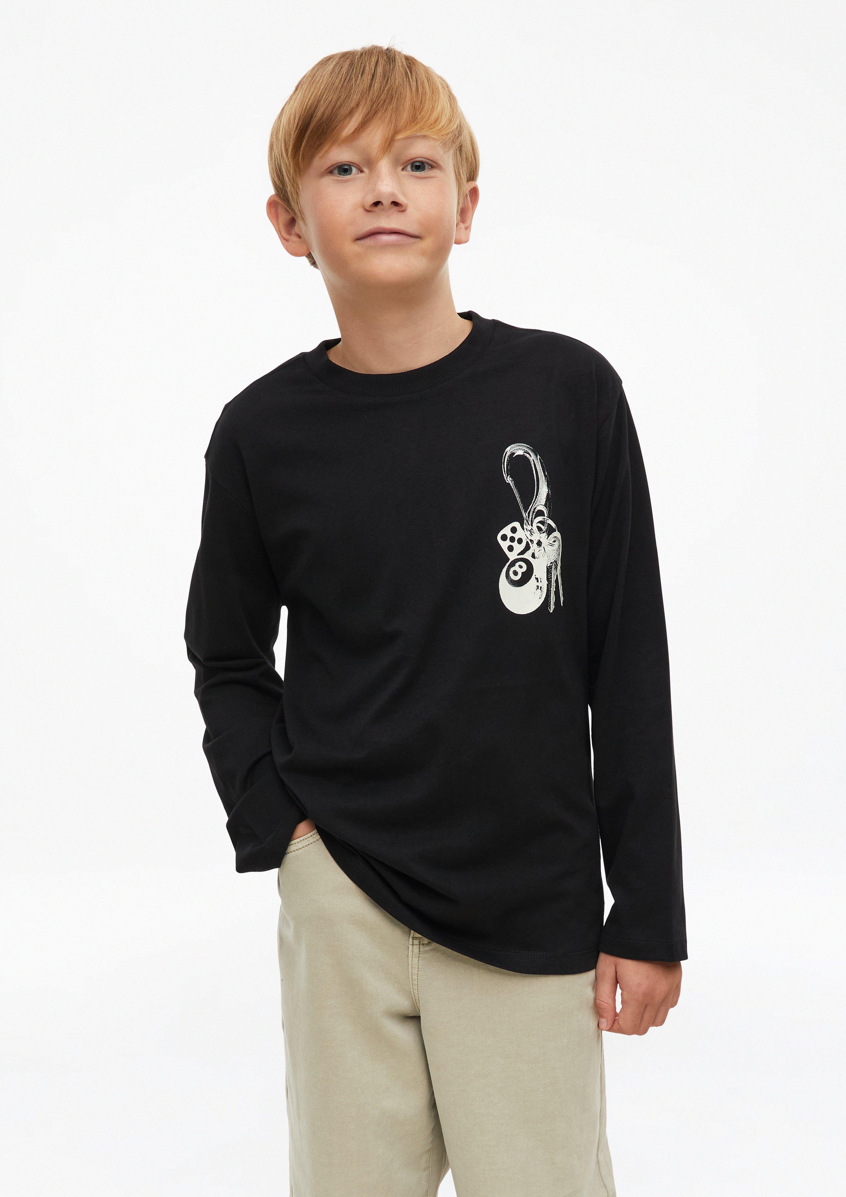 Junior T-shirt met lange mouwen en print in zwart van s.Oliver