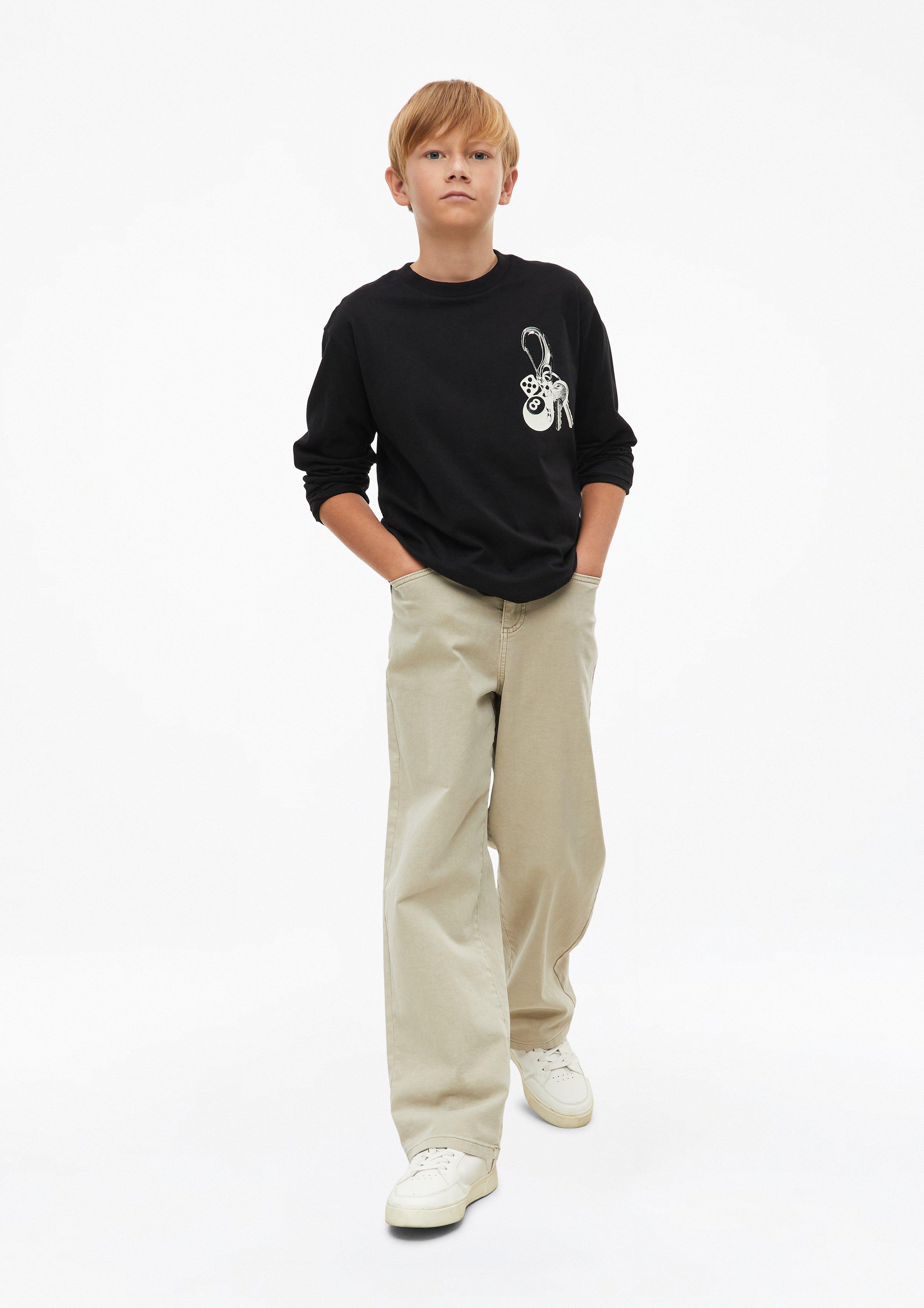 Junior T-shirt met lange mouwen en print in zwart van s.Oliver