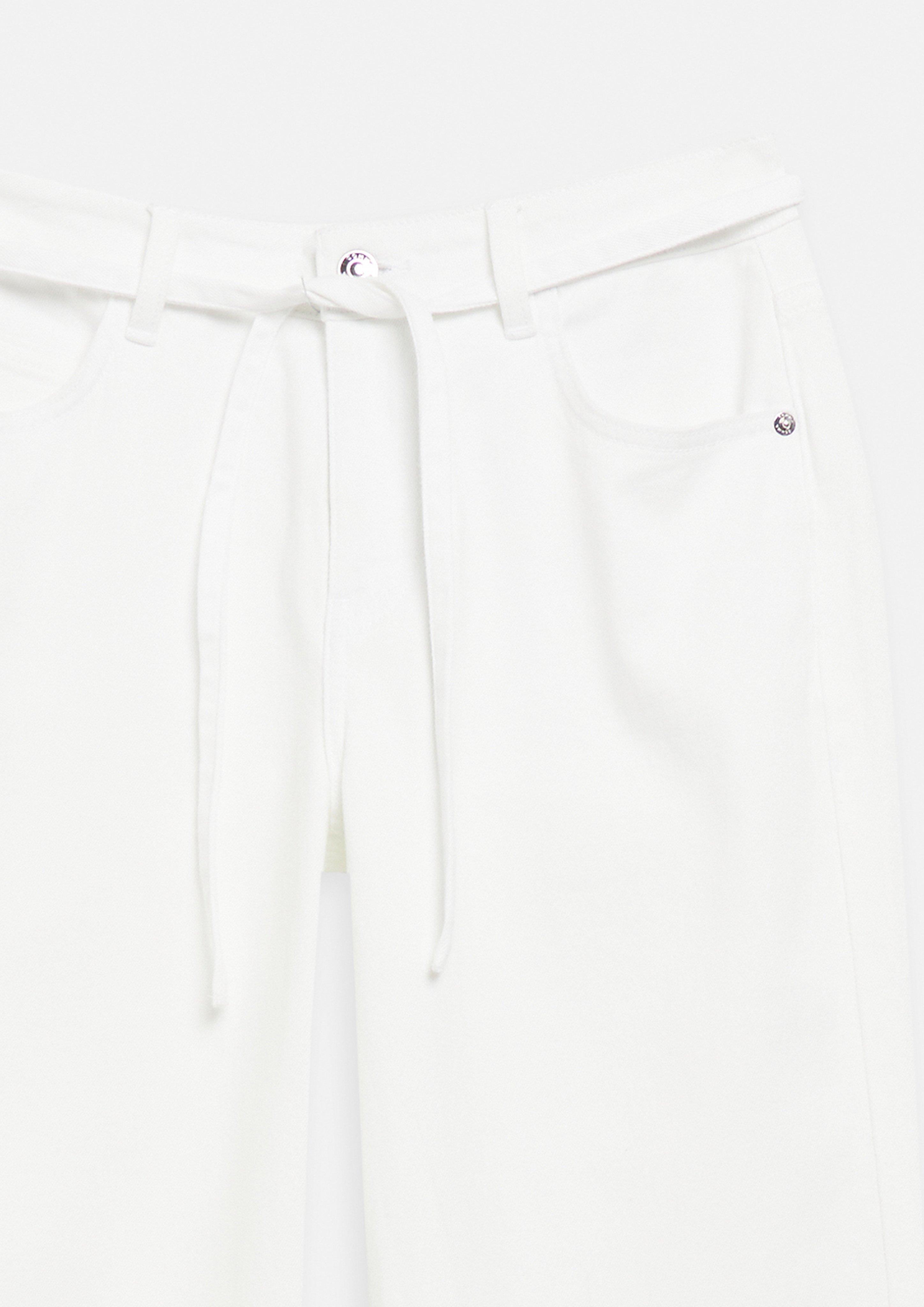 Damen ANNA - Denim mit Wide Leg und Gürtel-Detail in weiß von comma