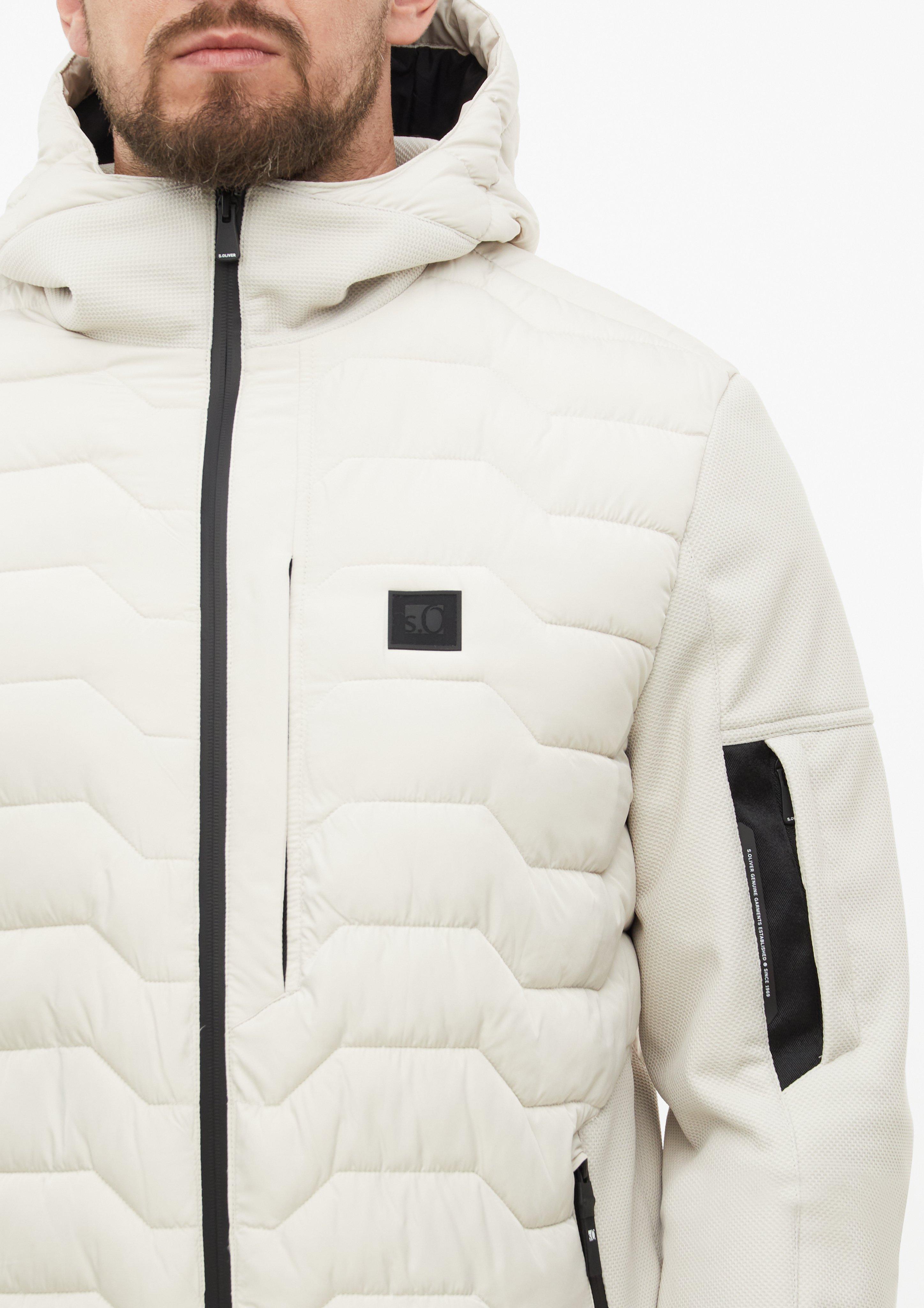 Herren Sportive Outdoor-Jacke im Fabricmix mit Kapuze in creme von s.Oliver Men Tall Sizes