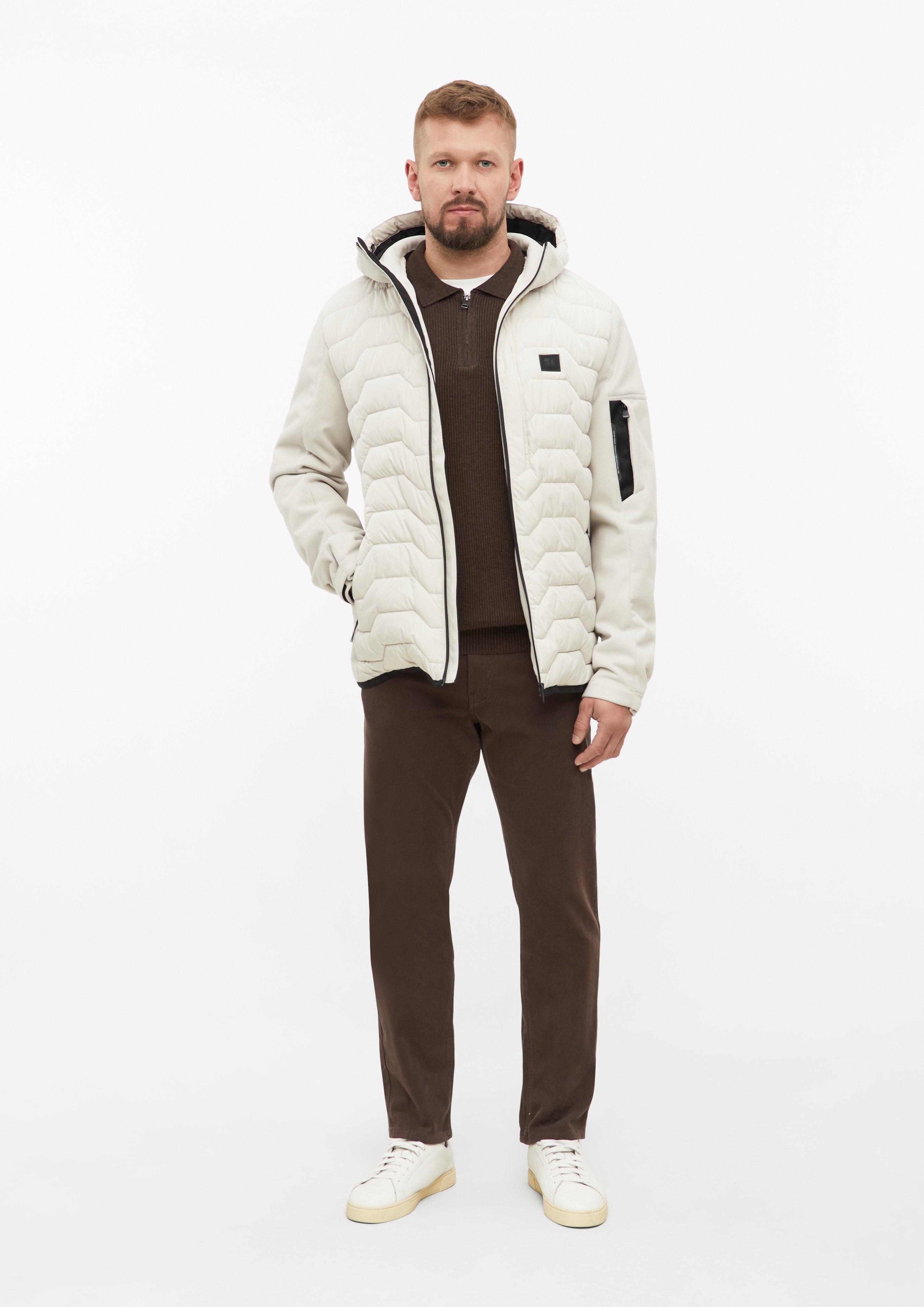 Herren Sportive Outdoor-Jacke im Fabricmix mit Kapuze in creme von s.Oliver Men Tall Sizes