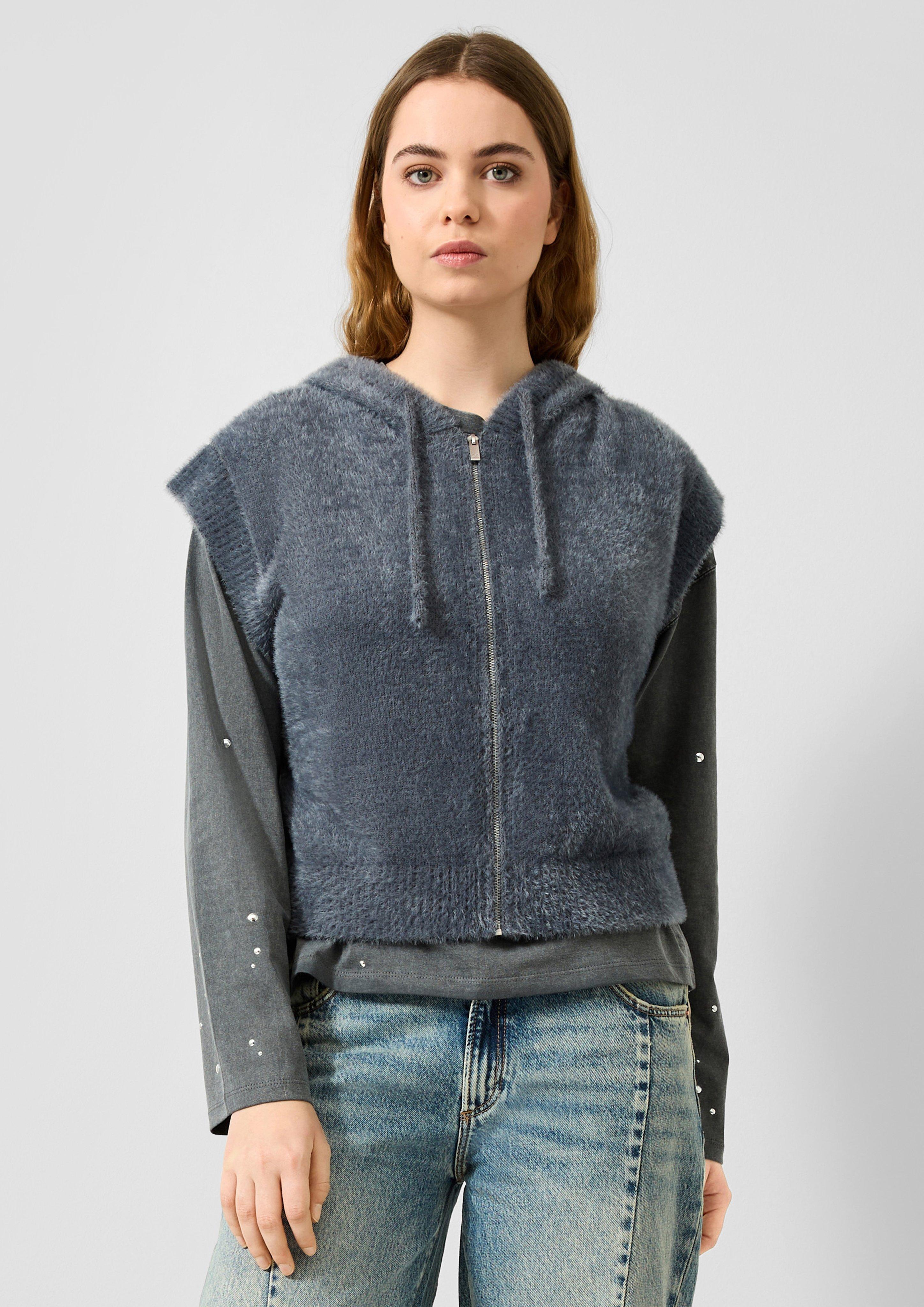Pull en tricot en gris foncé de QS