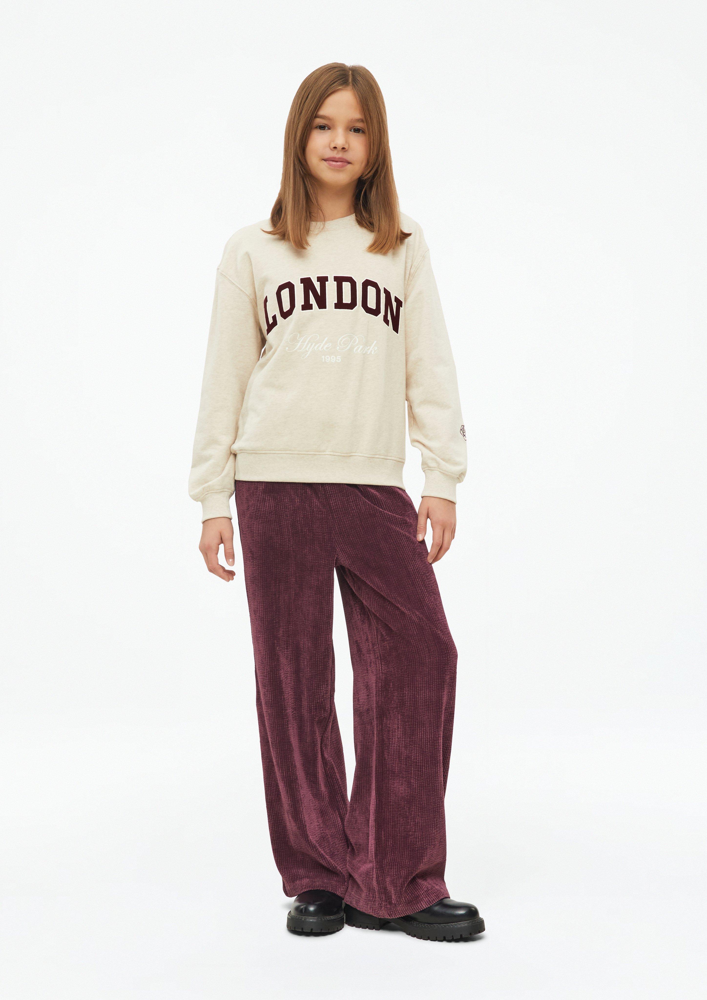 Wide-Leg-Hose mit Elastikbund aus Cord in Farbe bordeaux von s.Oliver