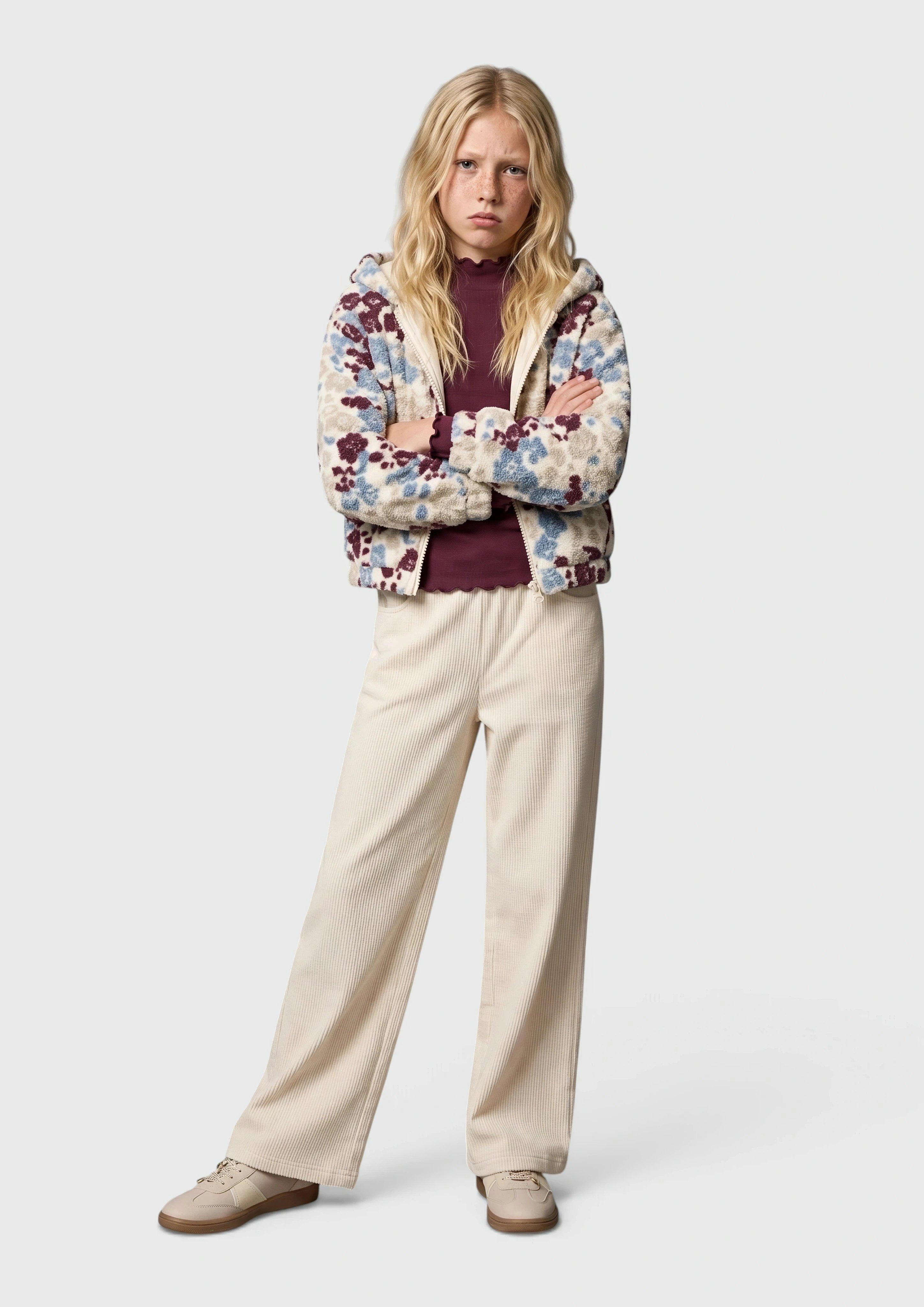 Kids Wide-leg corduroy pants with an elastic waistband in beige by s.Oliver
