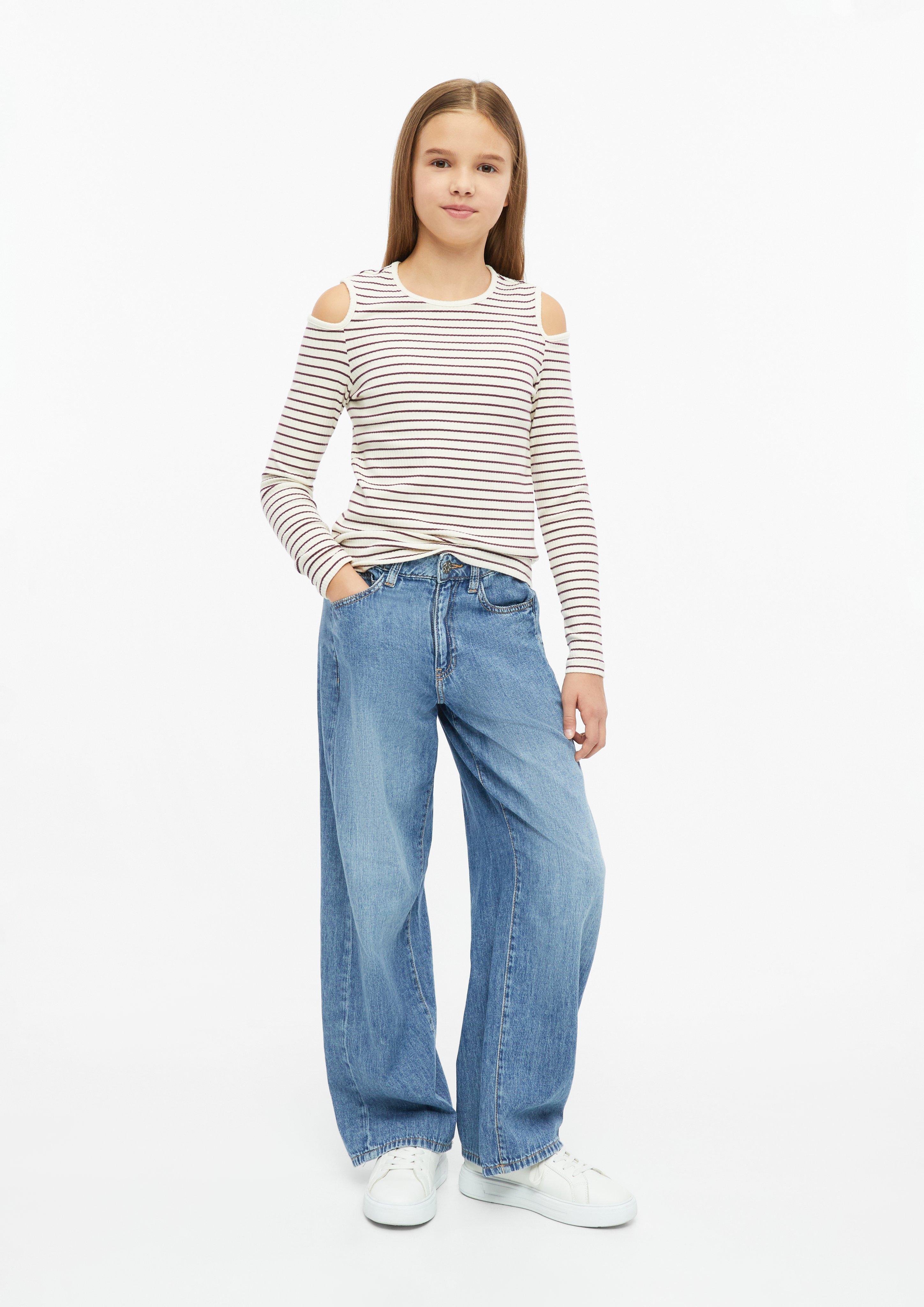 Otroci Mehka rebrasta majica z izrezi, kroja Slim Fit v barvi rdeča od s.Oliver