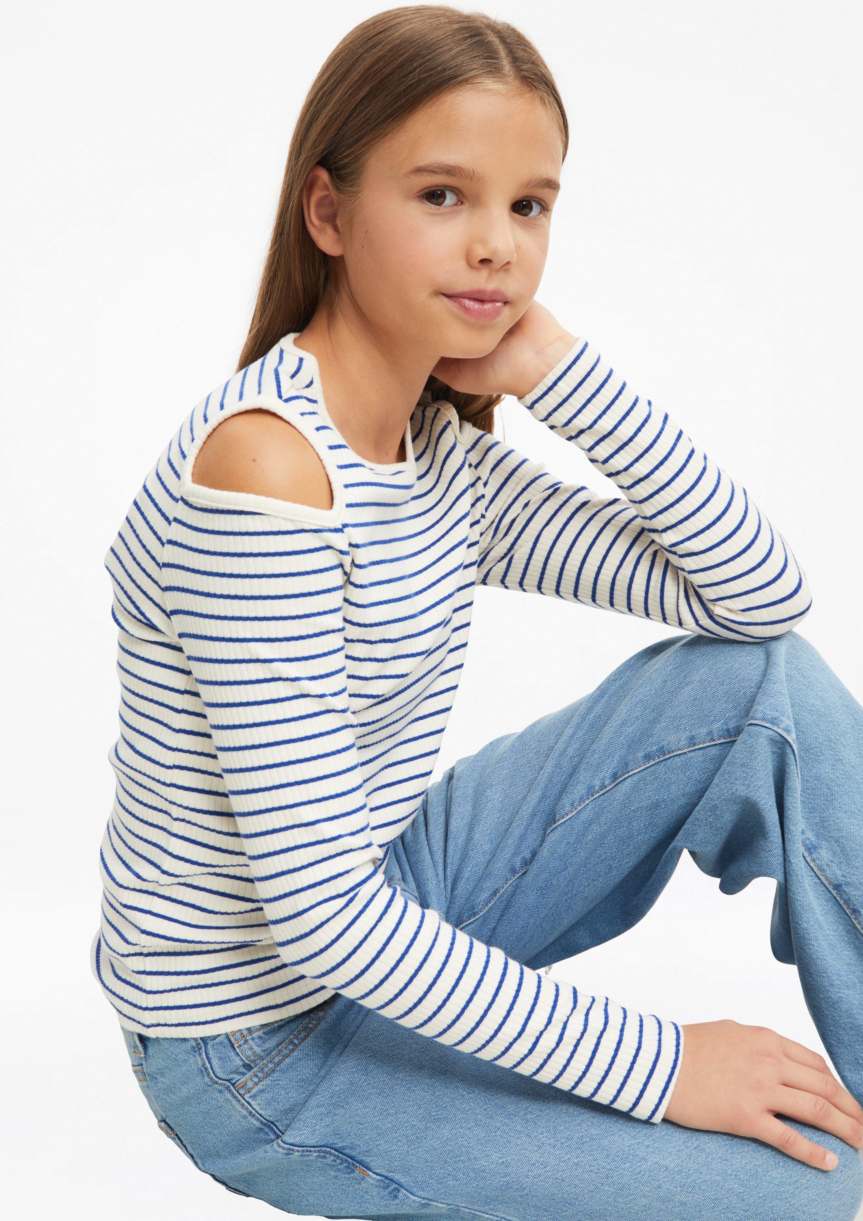 Kinder Weiches Rippshirt mit Cut Out im Slim Fit in blau von s.Oliver