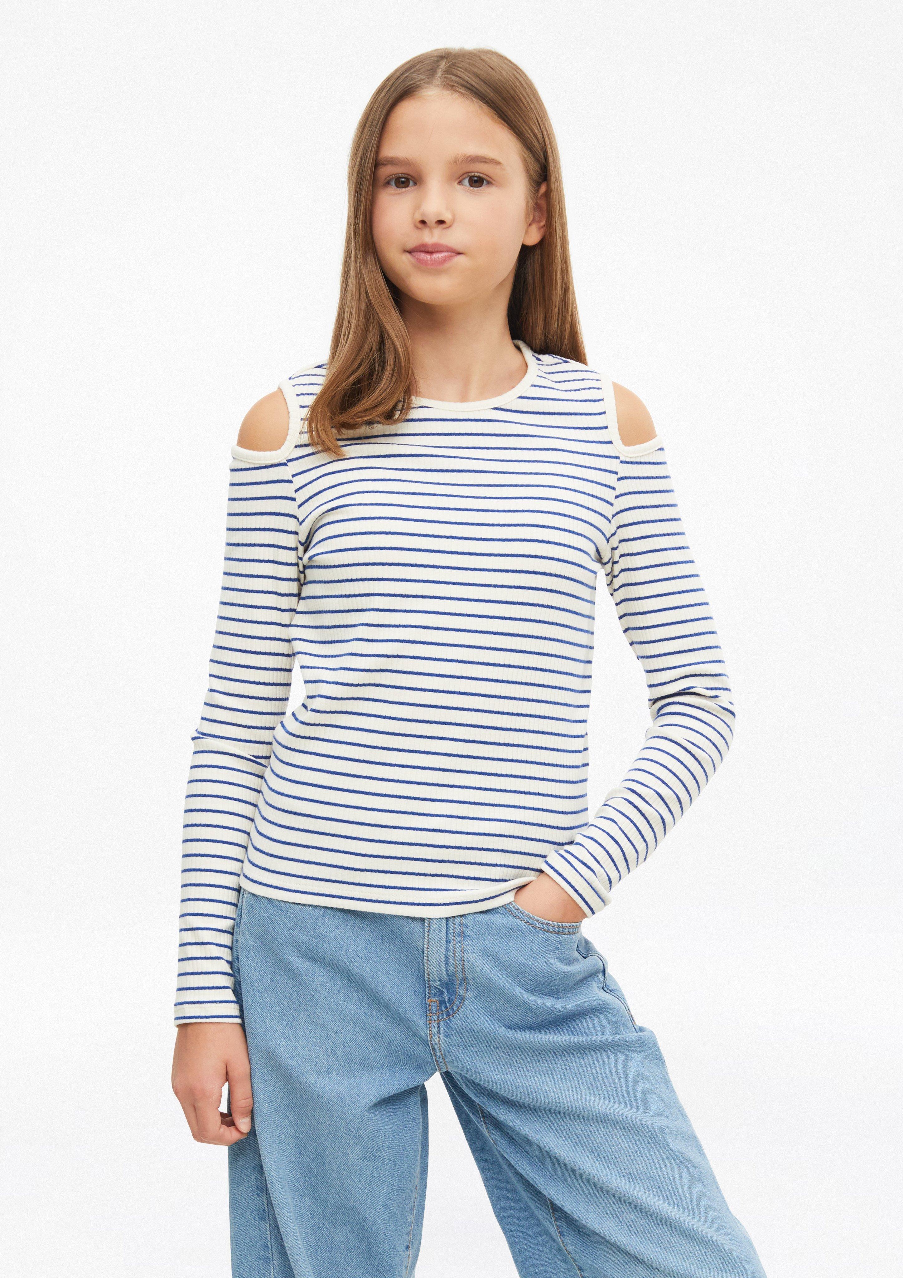 Kinder Weiches Rippshirt mit Cut Out im Slim Fit in blau von s.Oliver