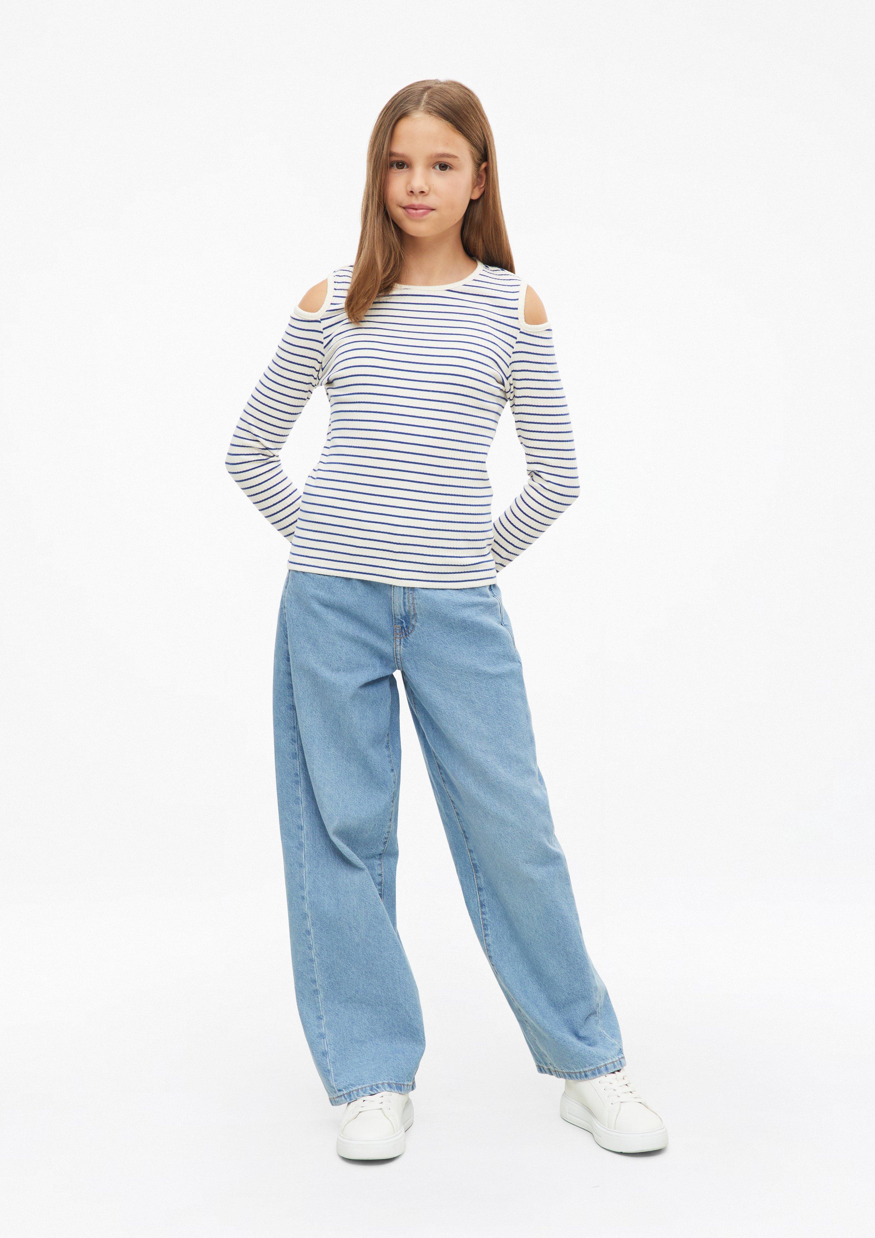 Kinder Weiches Rippshirt mit Cut Out im Slim Fit in blau von s.Oliver