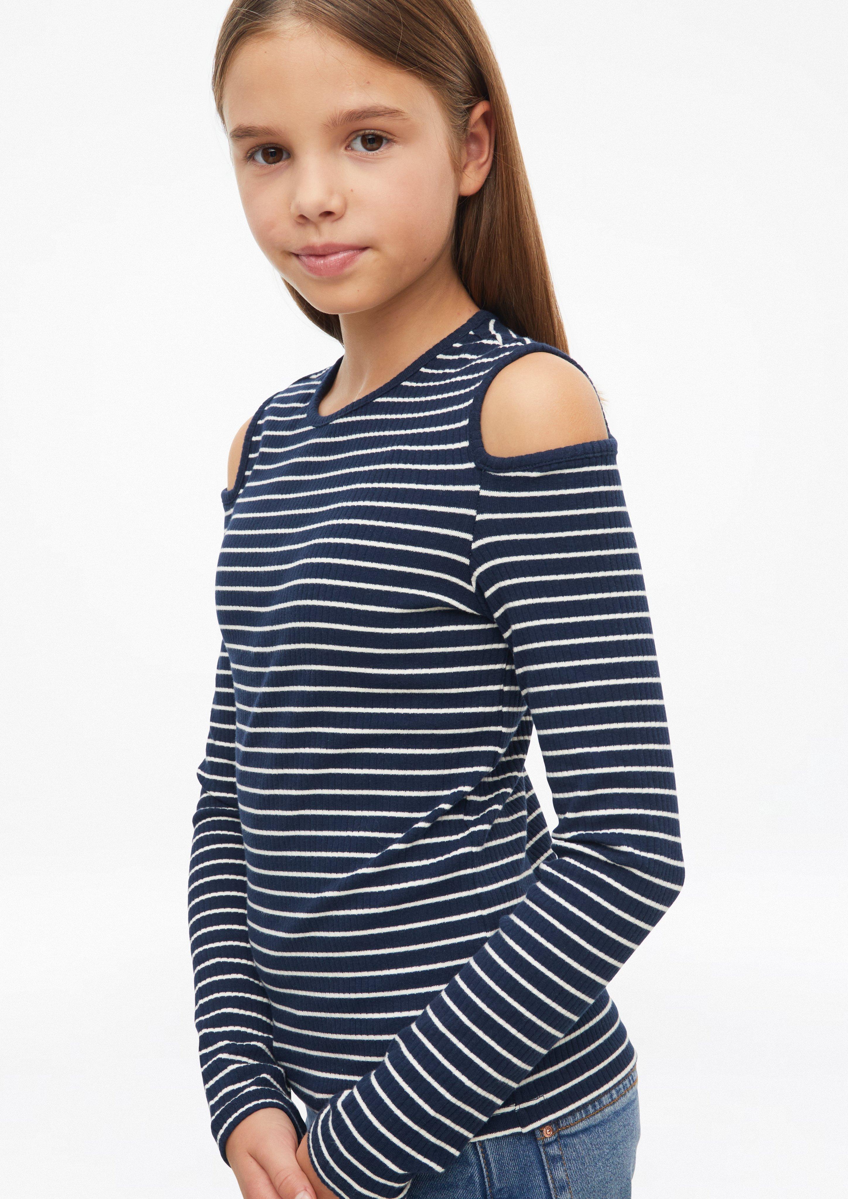 Kinder Weiches Rippshirt mit Cut Out im Slim Fit in blau von s.Oliver