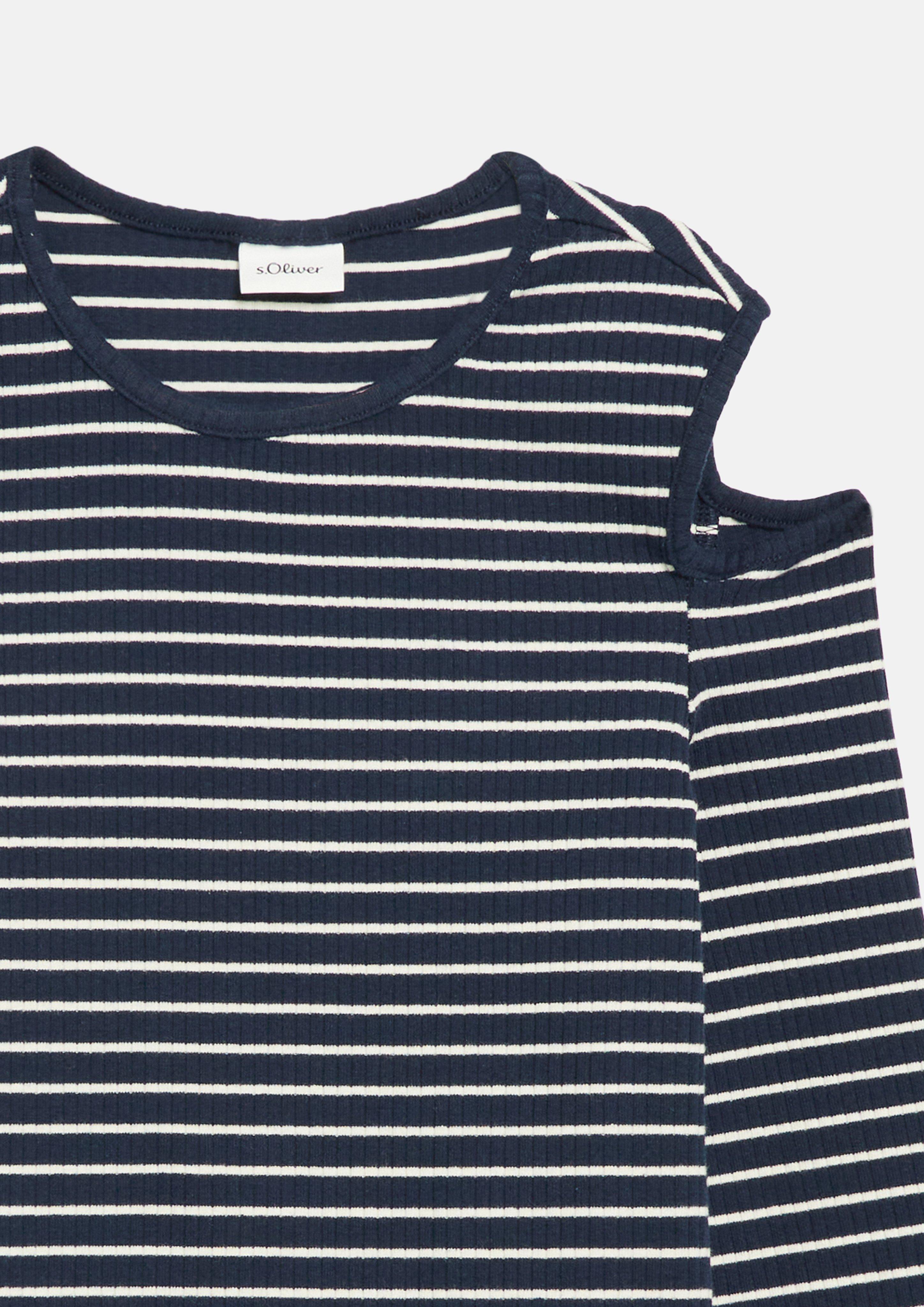 Otroci Mehka rebrasta majica z izrezi, kroja Slim Fit v barvi modra od s.Oliver