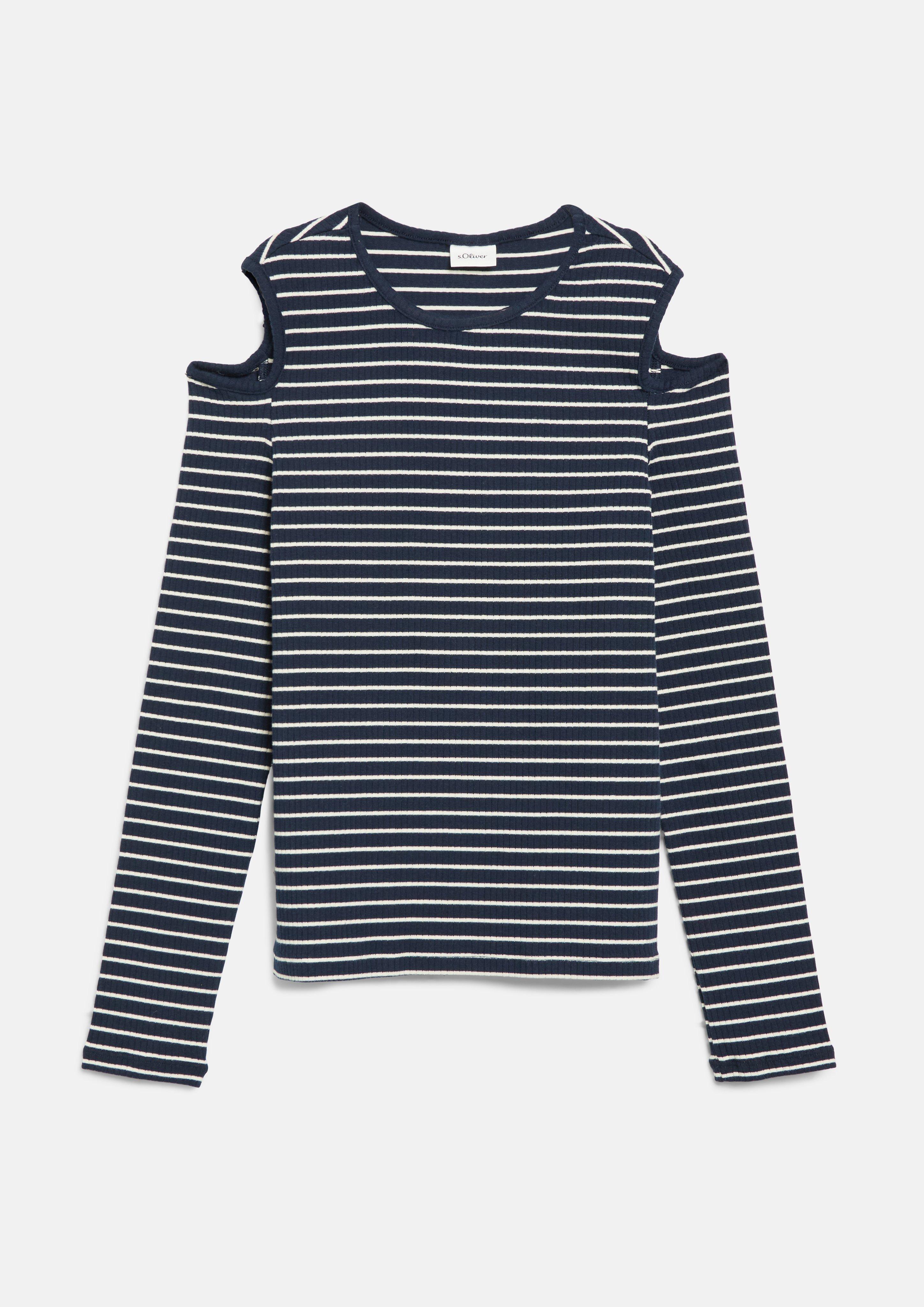 Kinder Weiches Rippshirt mit Cut Out im Slim Fit in blau von s.Oliver