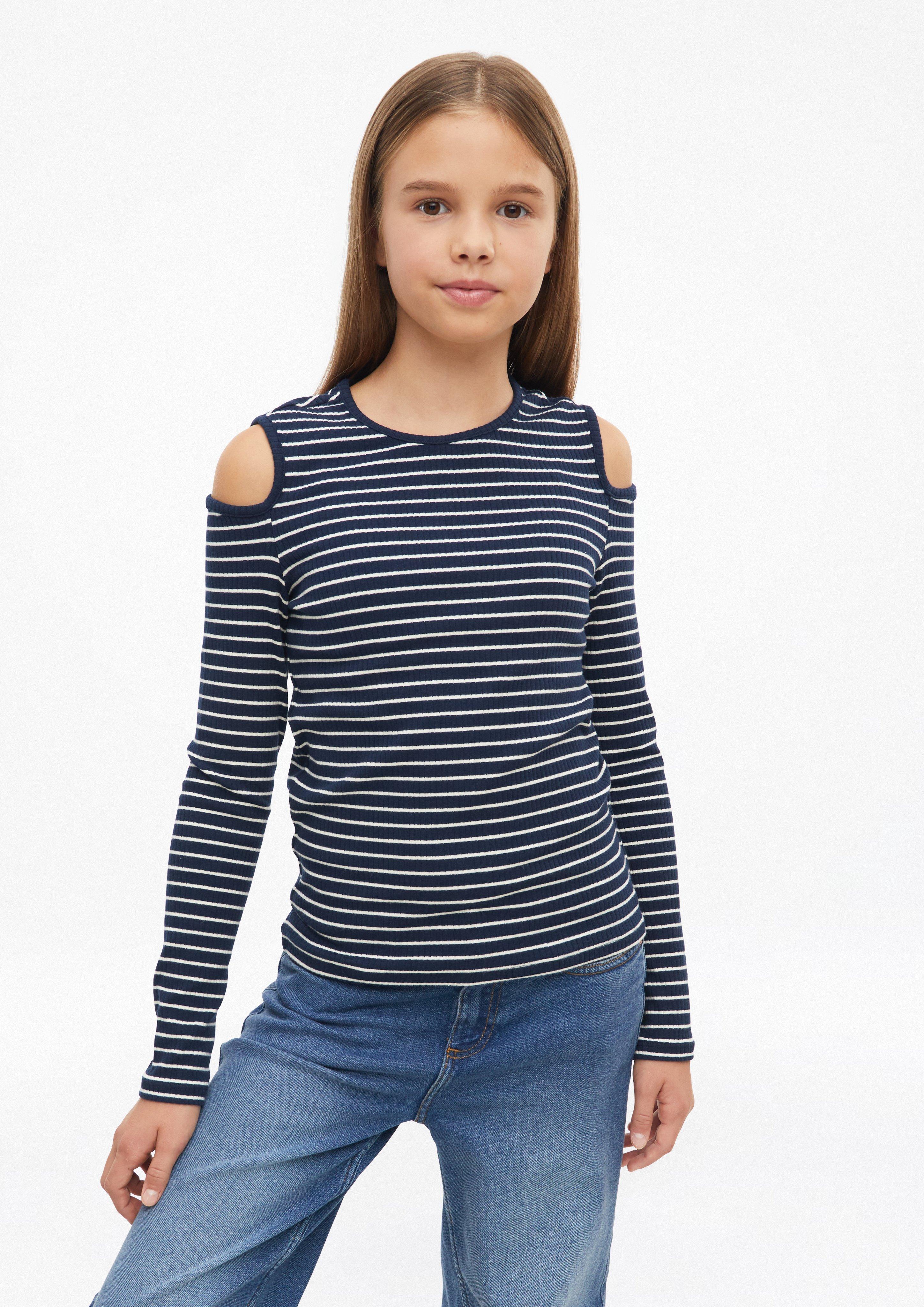 Kinder Weiches Rippshirt mit Cut Out im Slim Fit in blau von s.Oliver