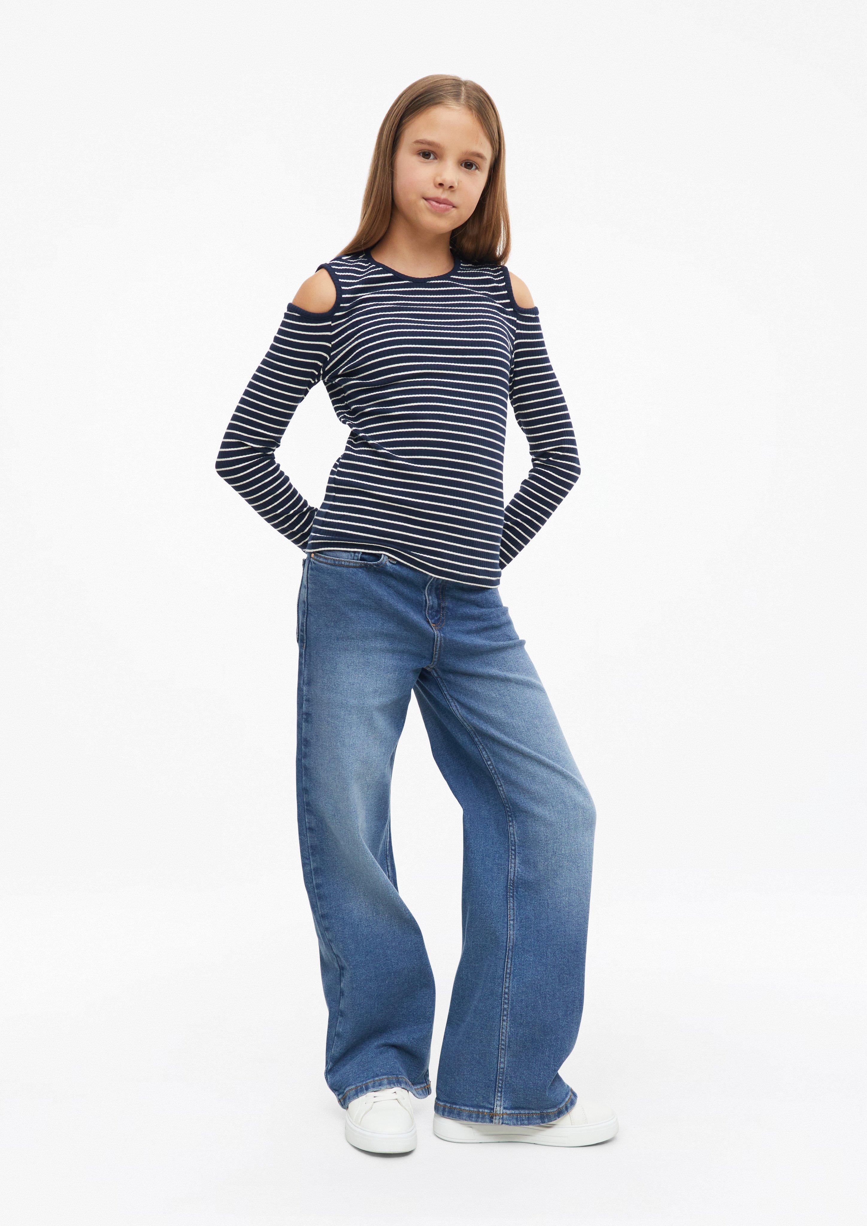 Kinder Weiches Rippshirt mit Cut Out im Slim Fit in blau von s.Oliver