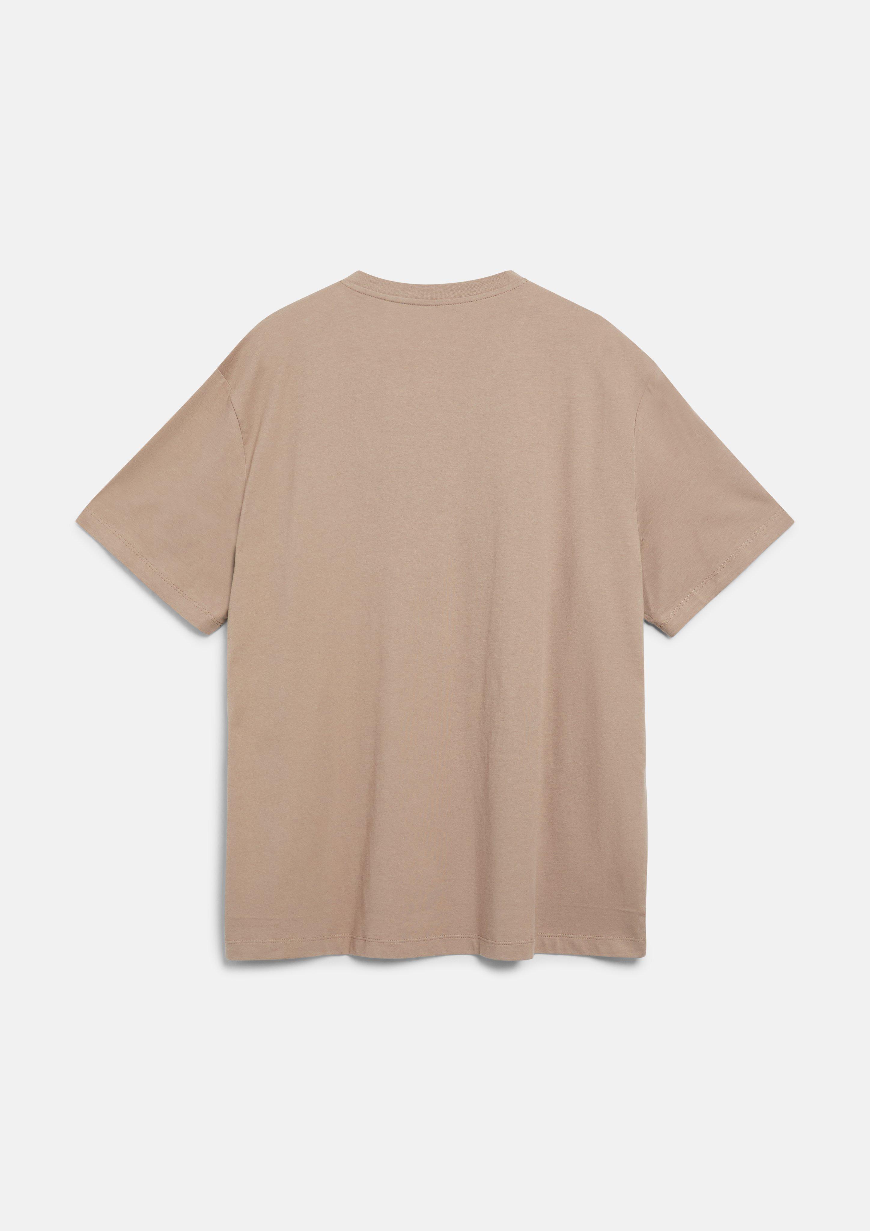 Hommes T-shirt en coton avec logo imprimé et col en V en brun de s.Oliver Men Big Sizes
