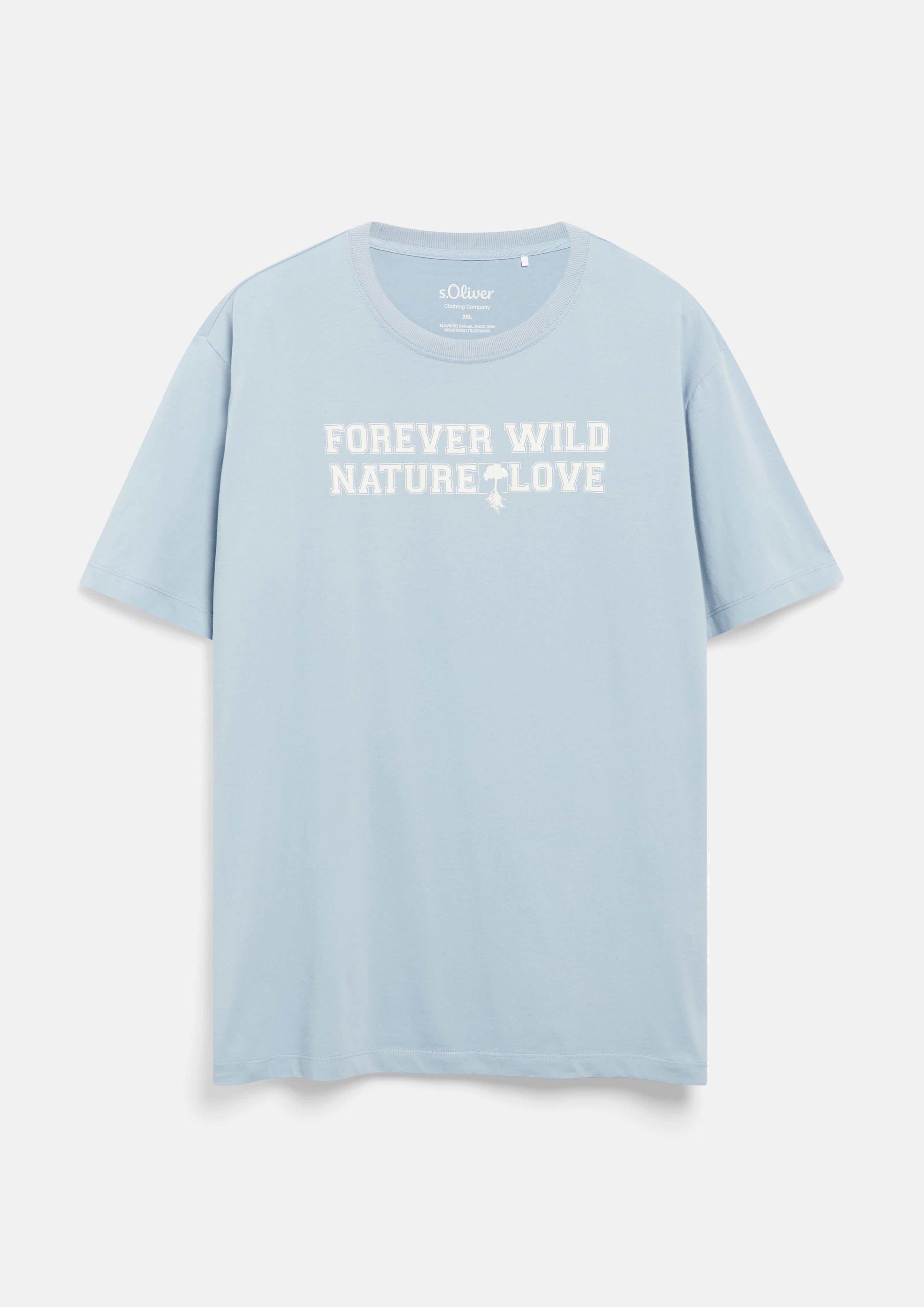 Herren T-Shirt mit Frontprint aus 100% Baumwolle in blau von s.Oliver Men Big Sizes