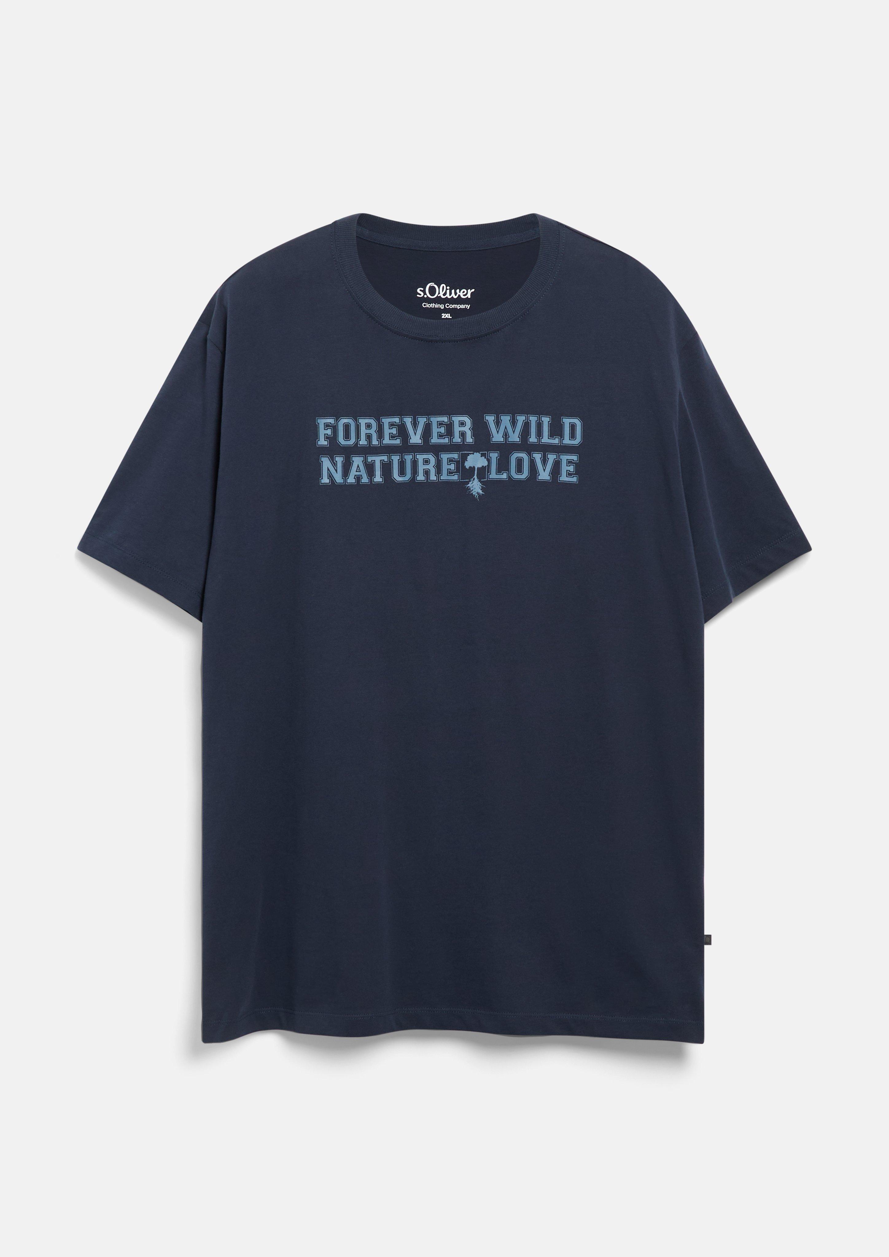 Herren T-Shirt mit Frontprint aus 100% Baumwolle in blau von s.Oliver Men Big Sizes