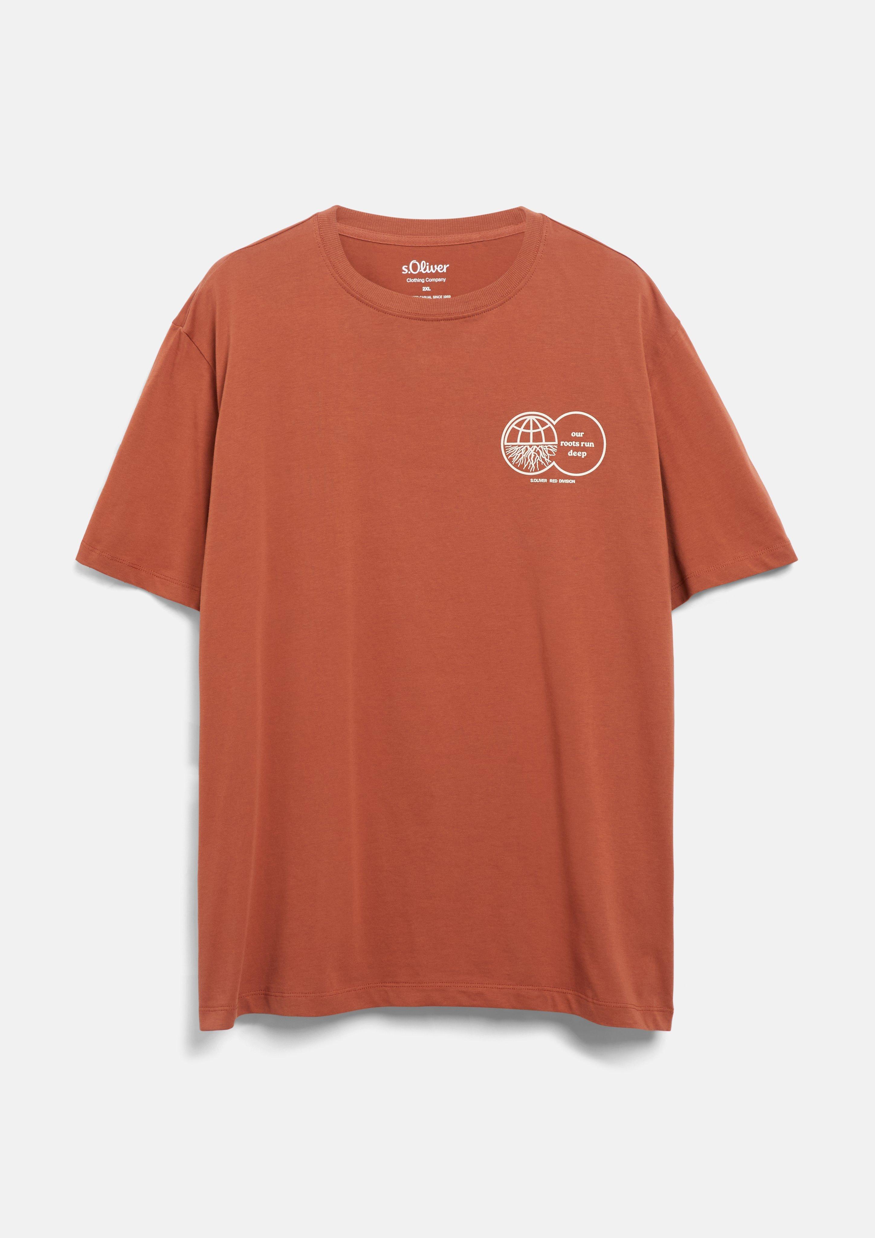 T-Shirt mit Frontprint aus 100% Baumwolle in Farbe terrakotta von s.Oliver Men Big Sizes
