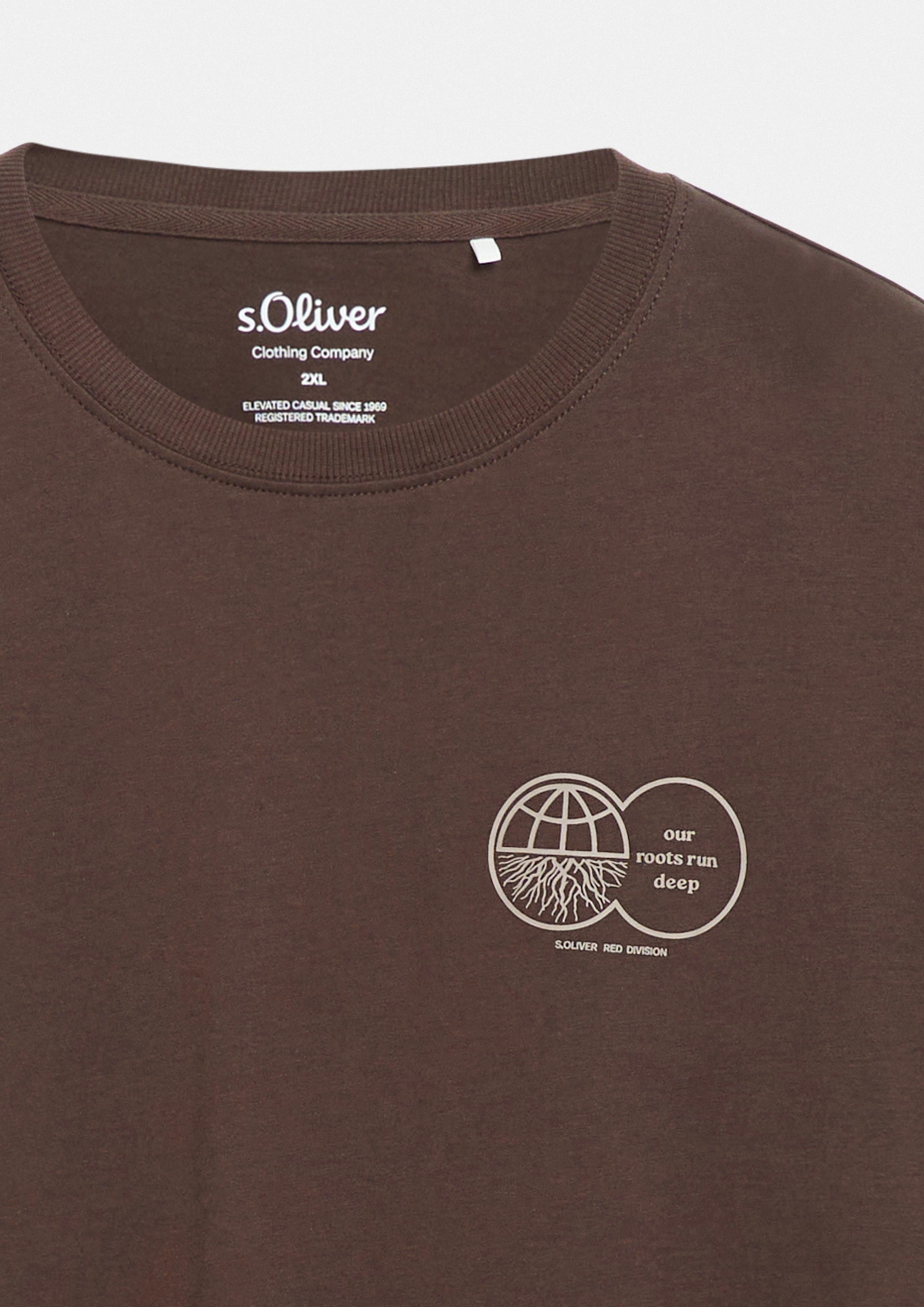 Moški Majica s potiskom spredaj iz 100 % bombaža v barvi rjava od s.Oliver Men Big Sizes