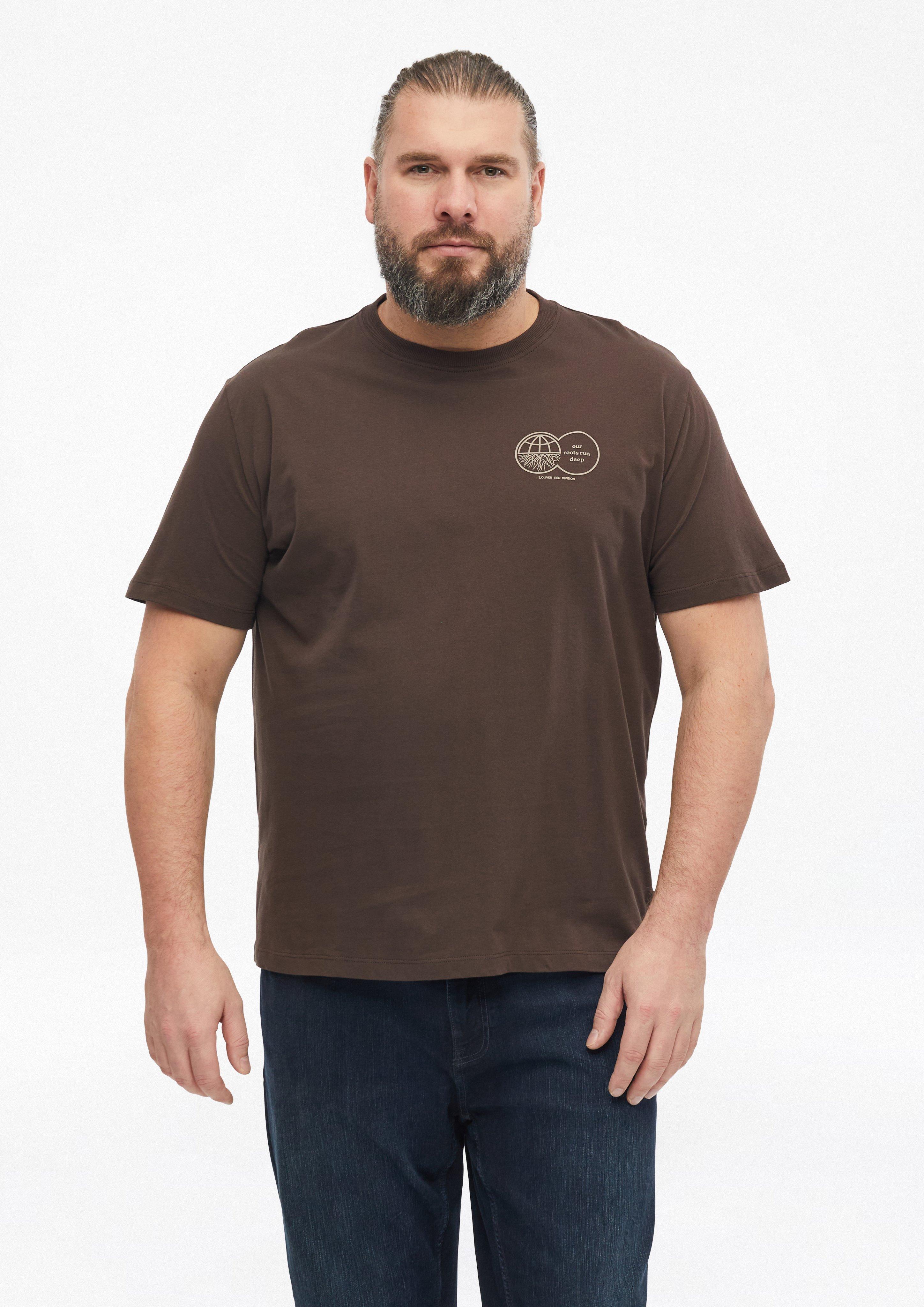 T-shirt avec imprimé sur le devant, 100 % coton en marron foncé de s.Oliver Men Big Sizes