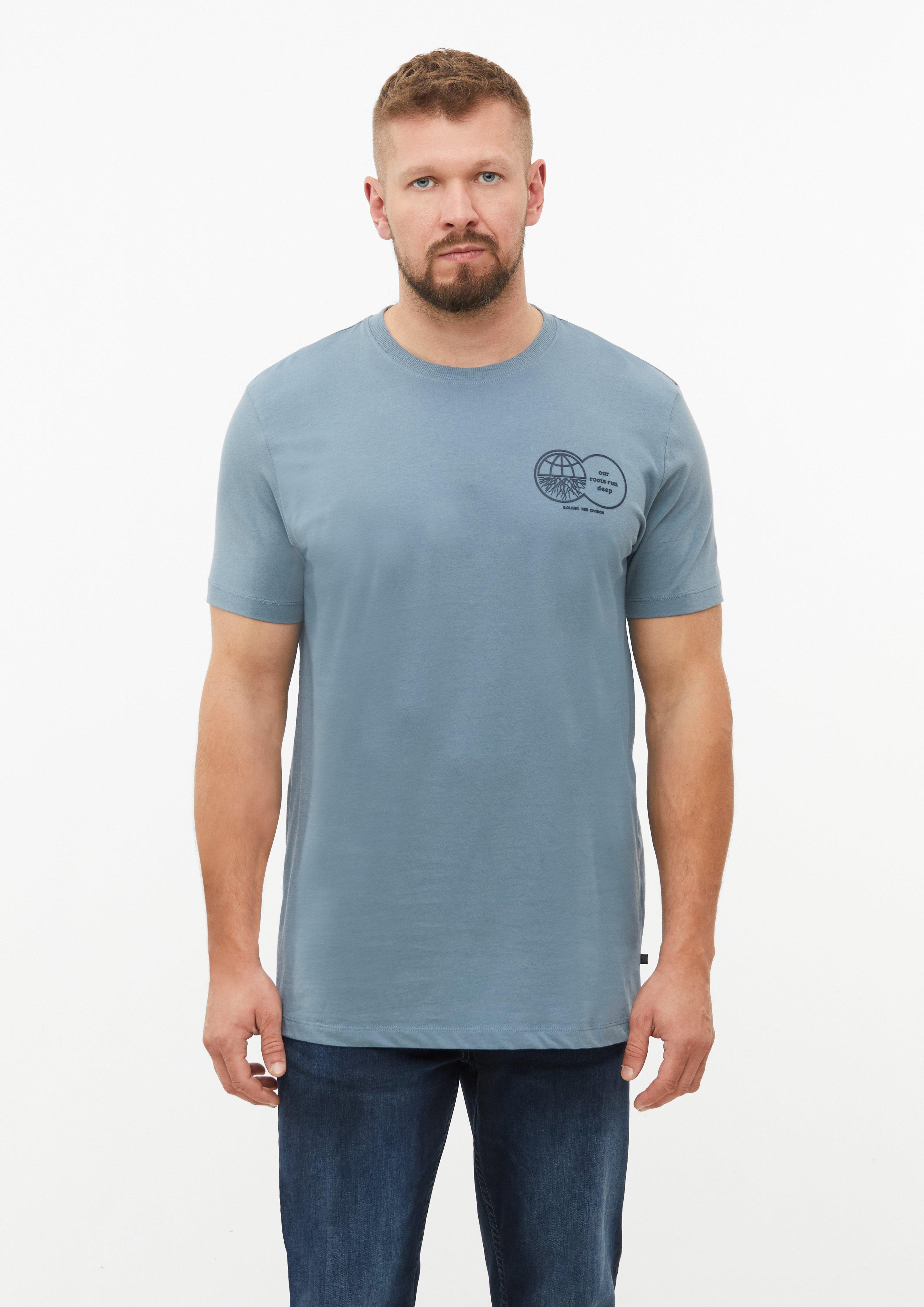 T-shirt avec imprimé sur le devant, 100 % coton en bleu de s.Oliver Men Tall Sizes