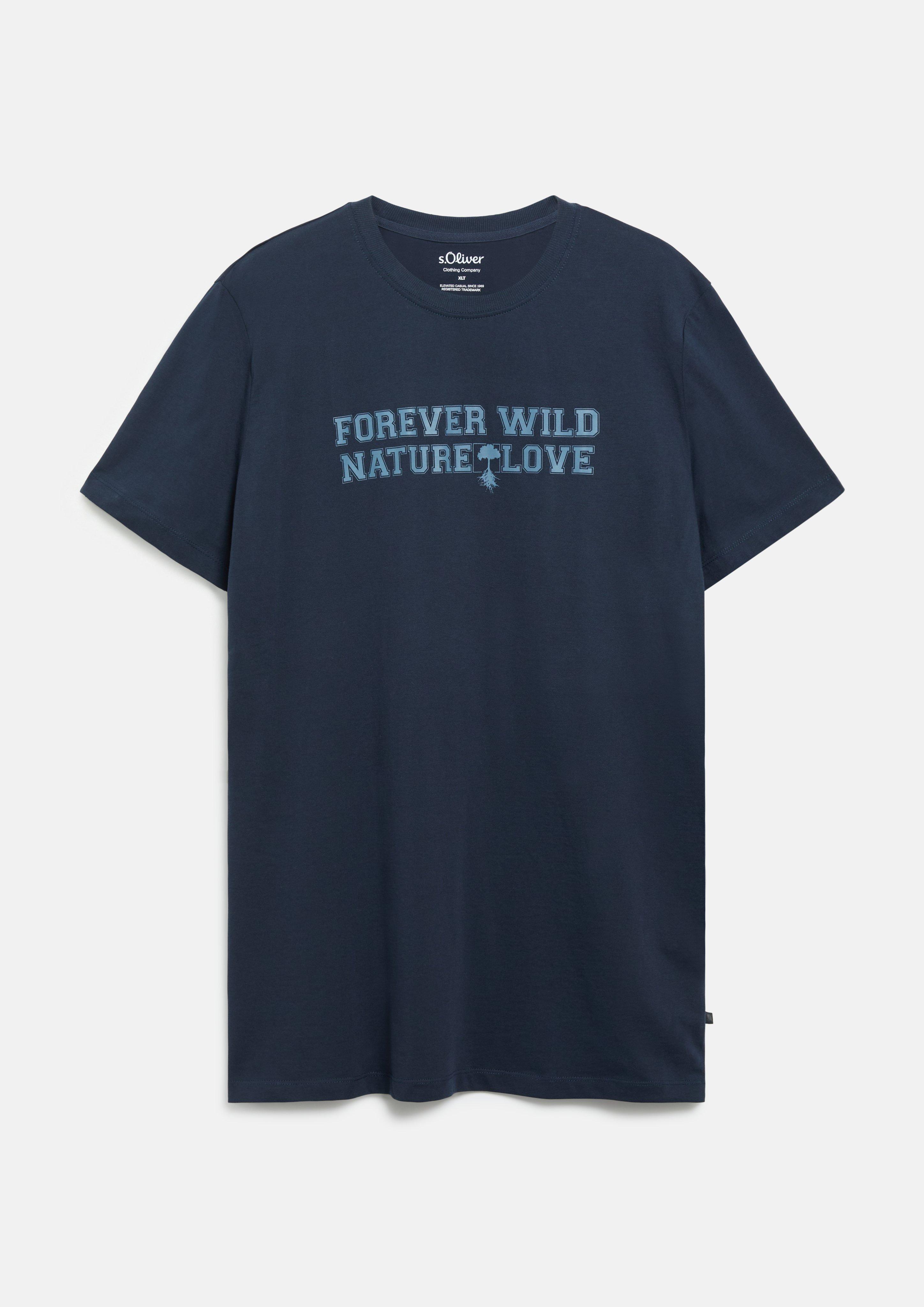 T-Shirt mit Frontprint aus 100% Baumwolle in Farbe navy von s.Oliver Men Tall Sizes