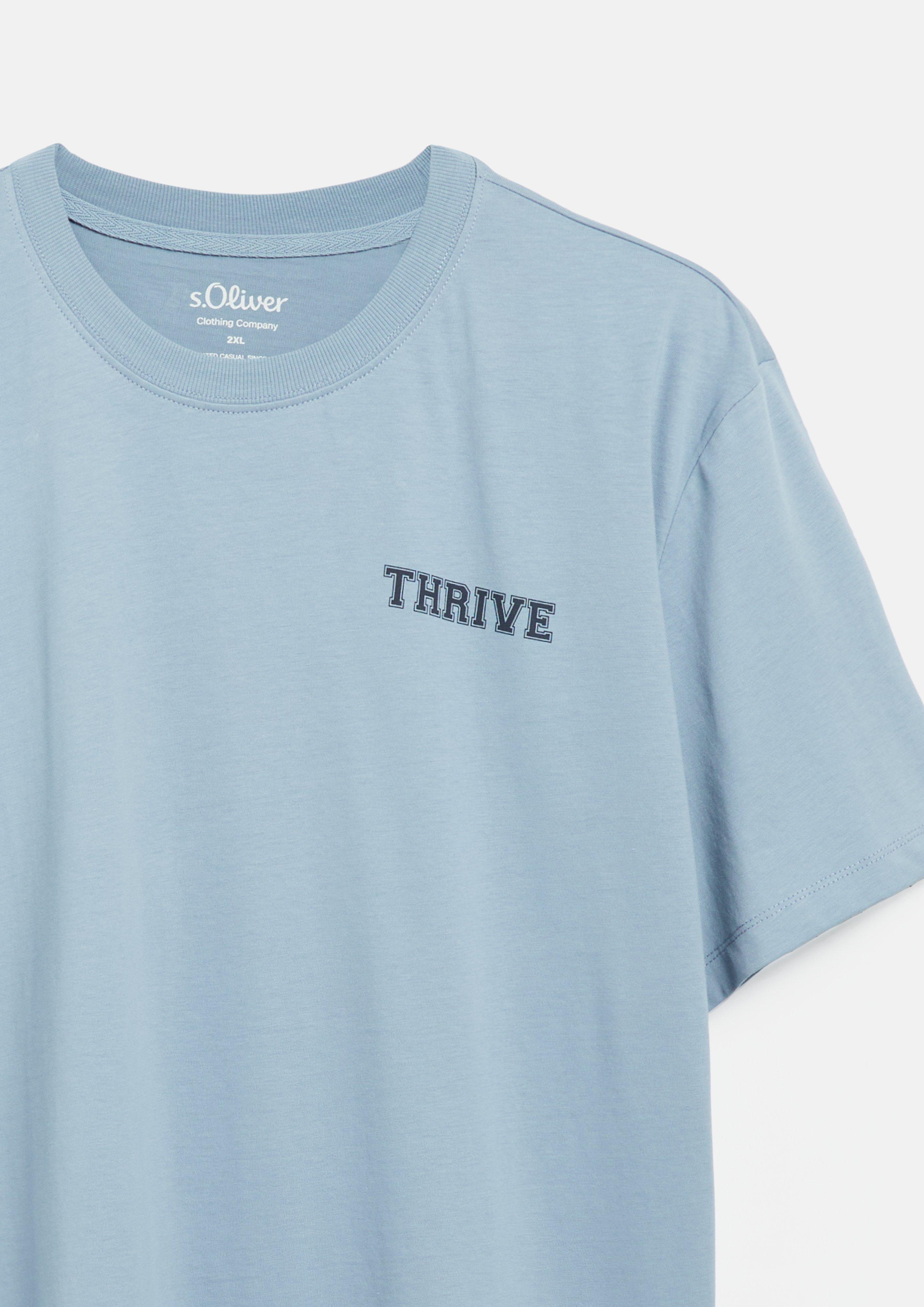 Hommes T-shirt avec impression sur le devant et le dos en bleu de s.Oliver Men Big Sizes