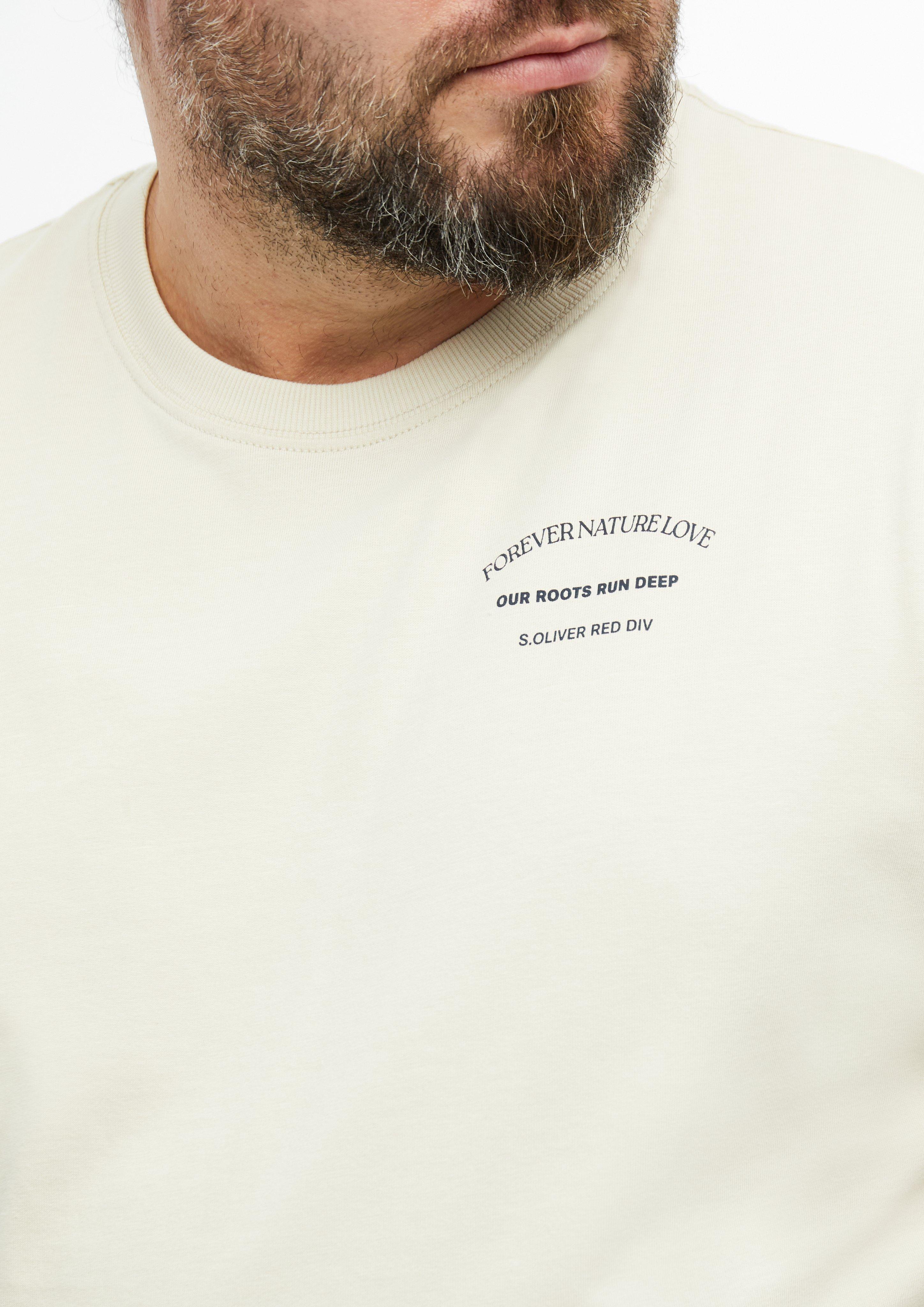 Herren T-Shirt mit Front- und Rückenprint in beige von s.Oliver Men Big Sizes