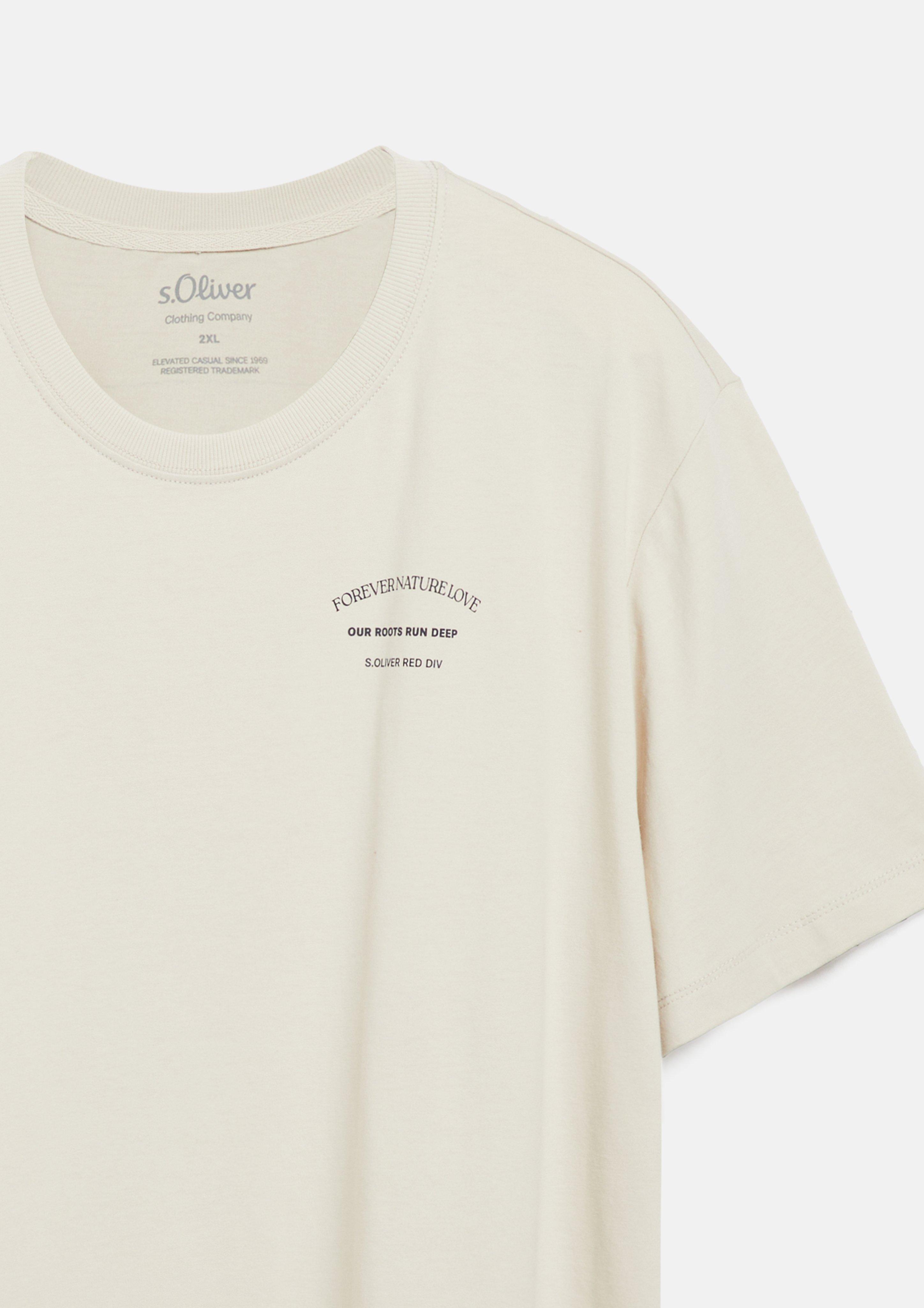 Herren T-Shirt mit Front- und Rückenprint in beige von s.Oliver Men Big Sizes