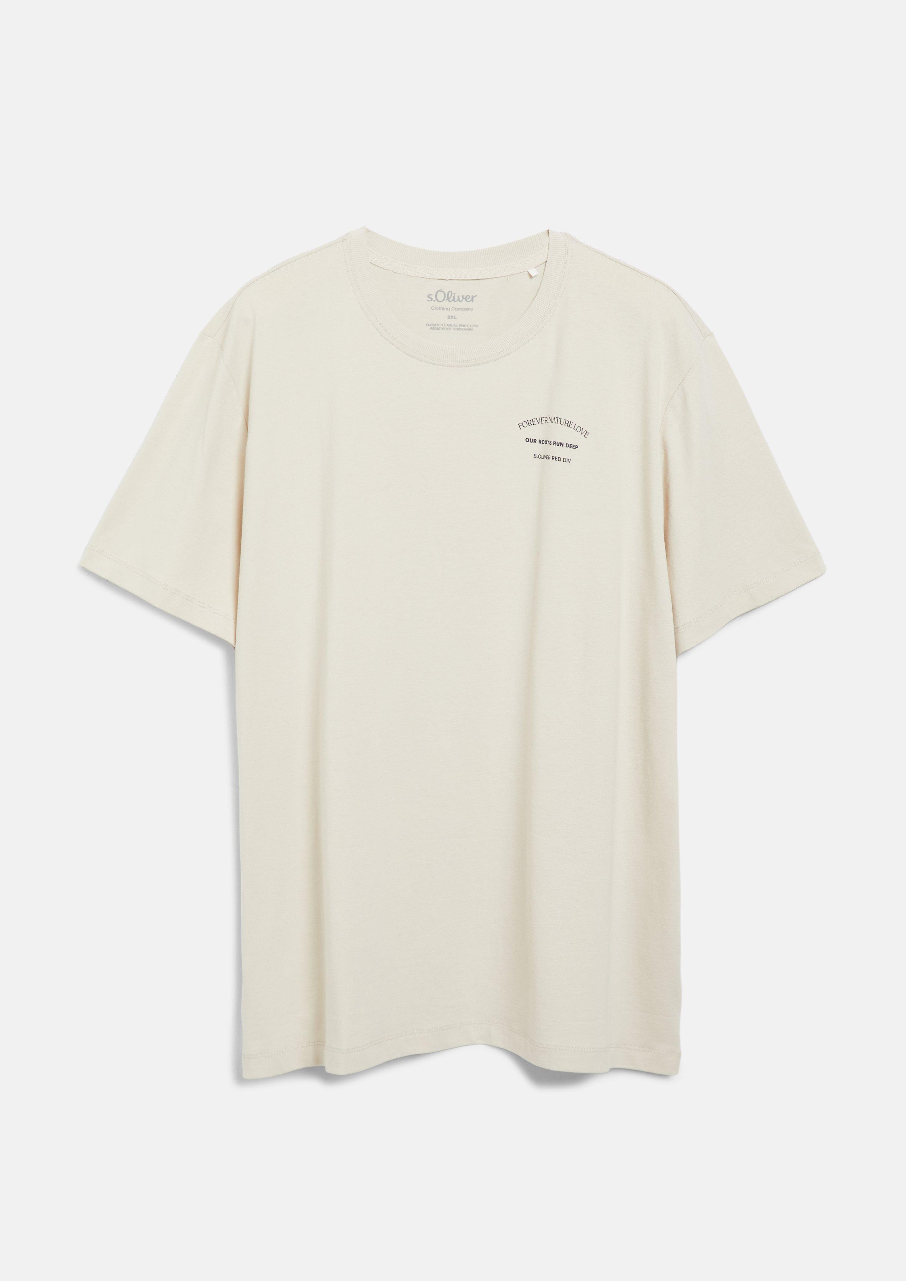 Herren T-Shirt mit Front- und Rückenprint in helles beige von s.Oliver Men Big Sizes