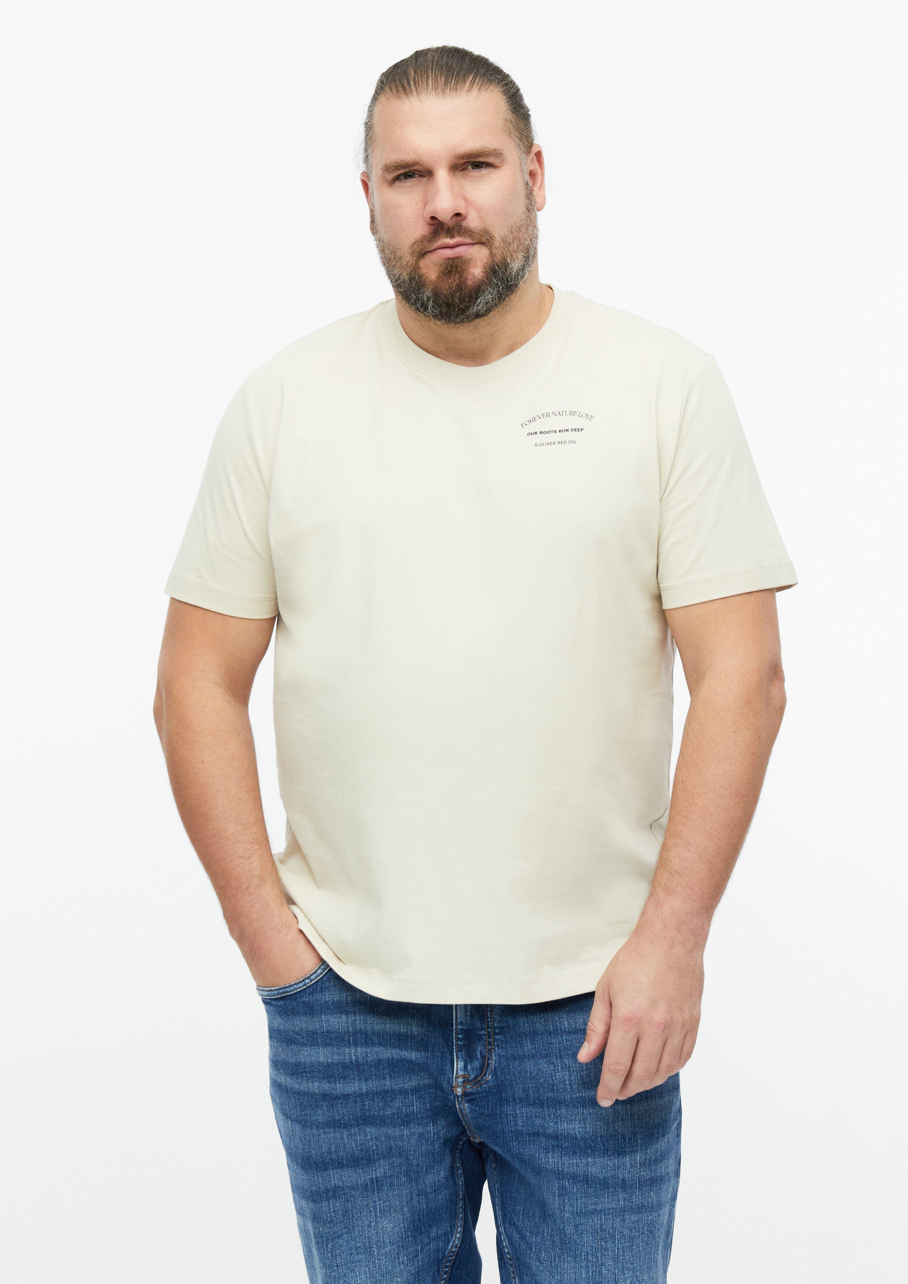 T-Shirt mit Front- und Rückenprint in Farbe helles beige von s.Oliver Men Big Sizes