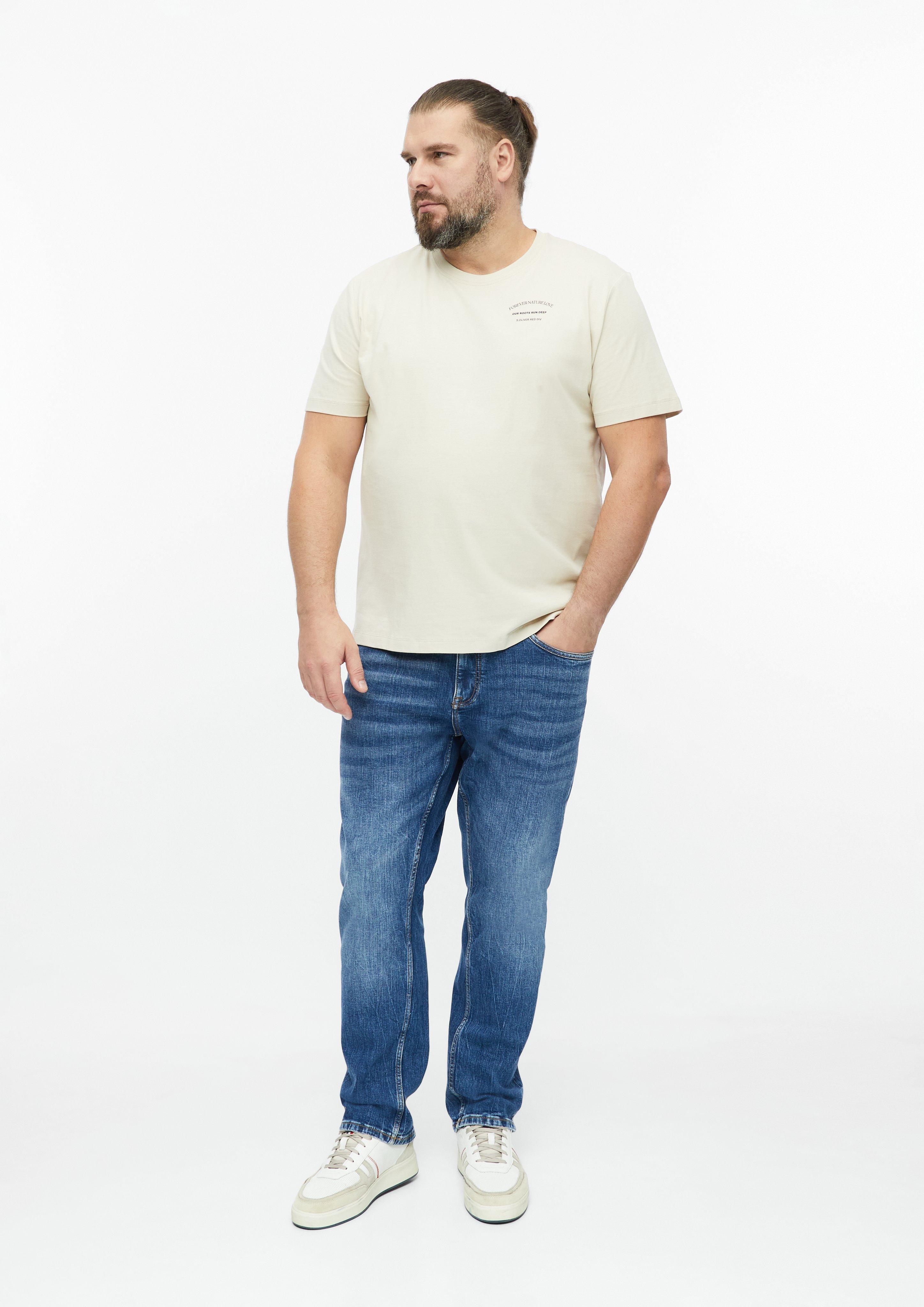 Herren T-Shirt mit Front- und Rückenprint in beige von s.Oliver Men Big Sizes