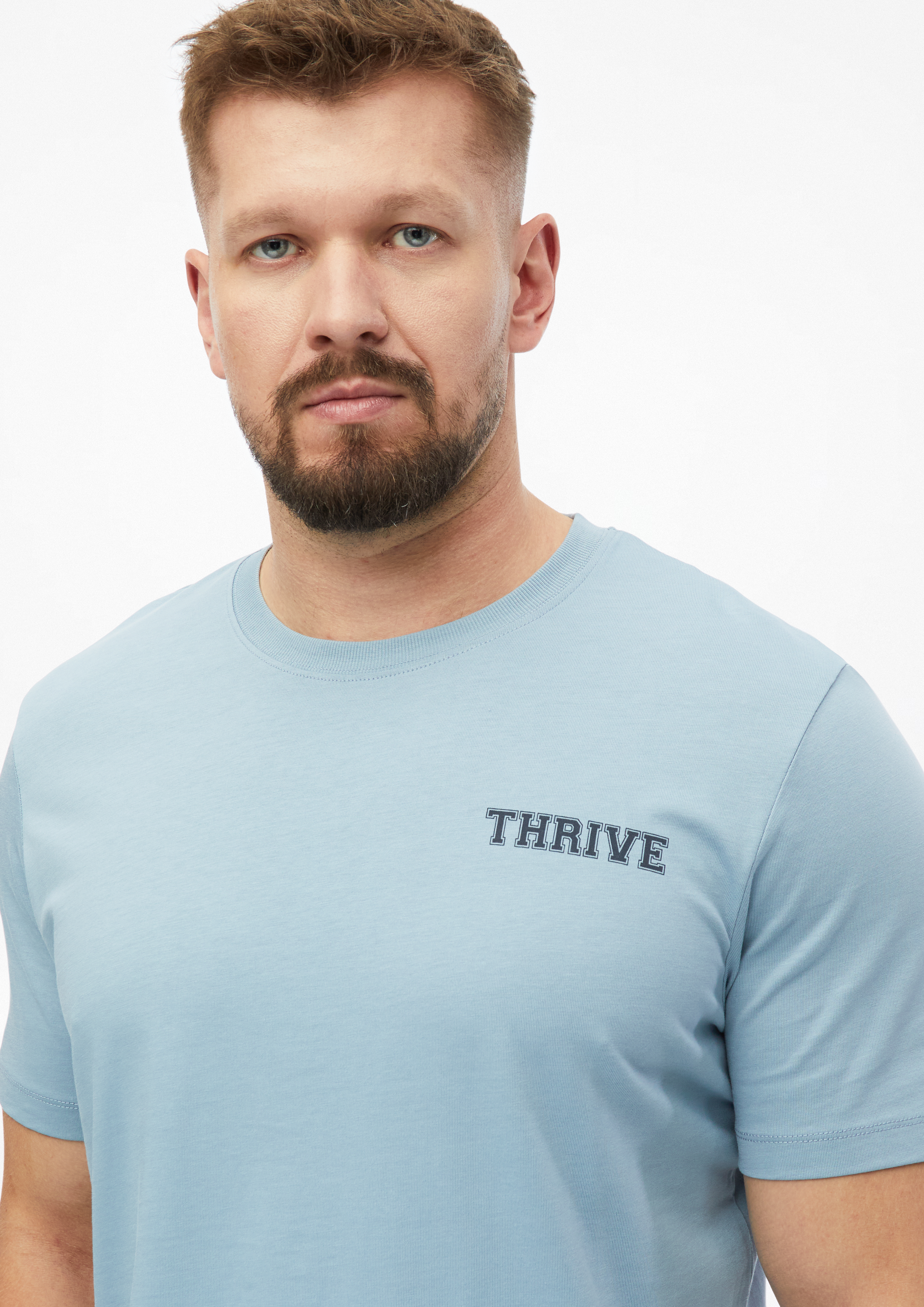 Herren T-Shirt mit Front- und Rückenprint in blau von s.Oliver Men Tall Sizes