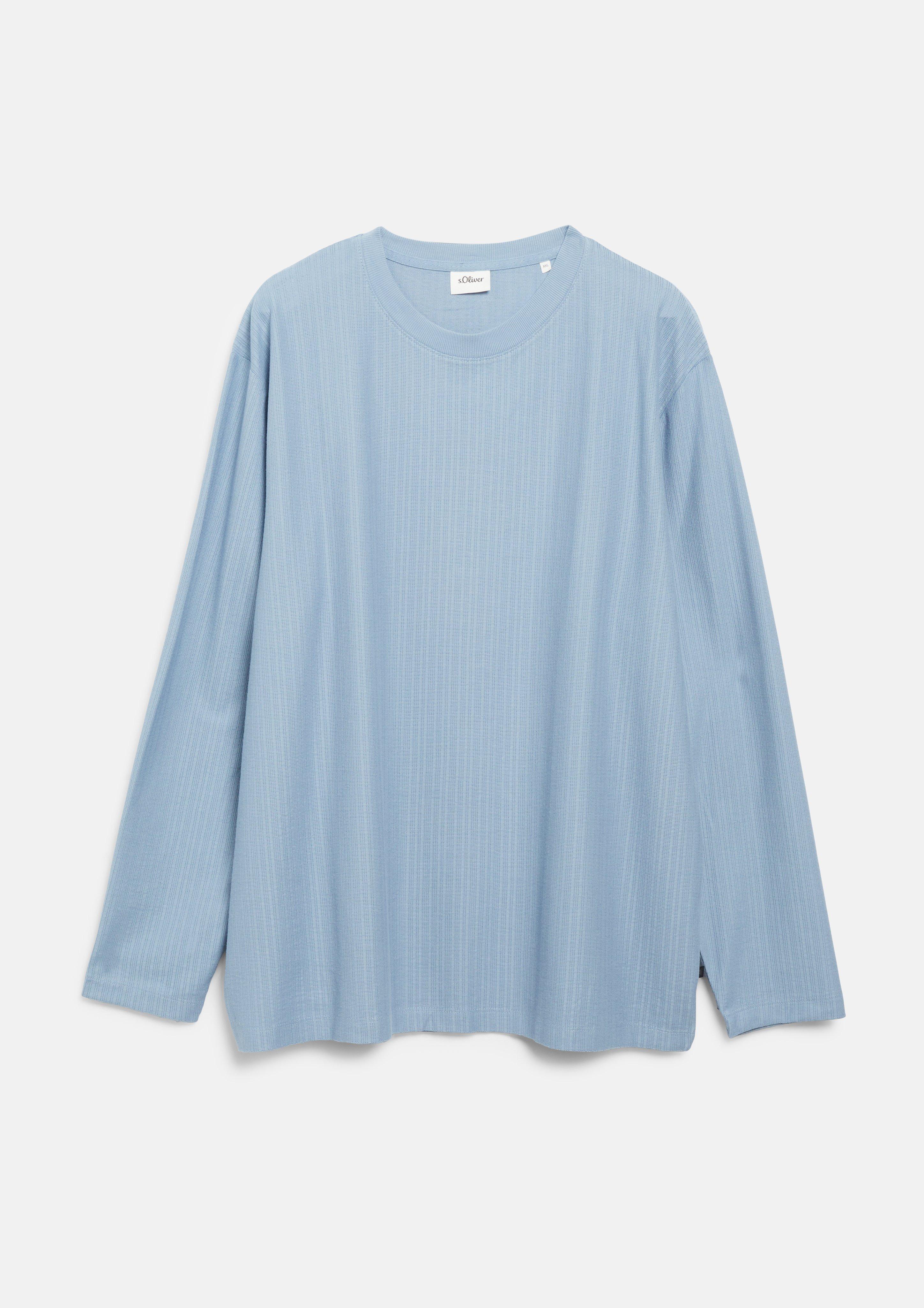 Hommes T-shirt à manches longues texturé, 100 % coton en bleu de s.Oliver Men Big Sizes