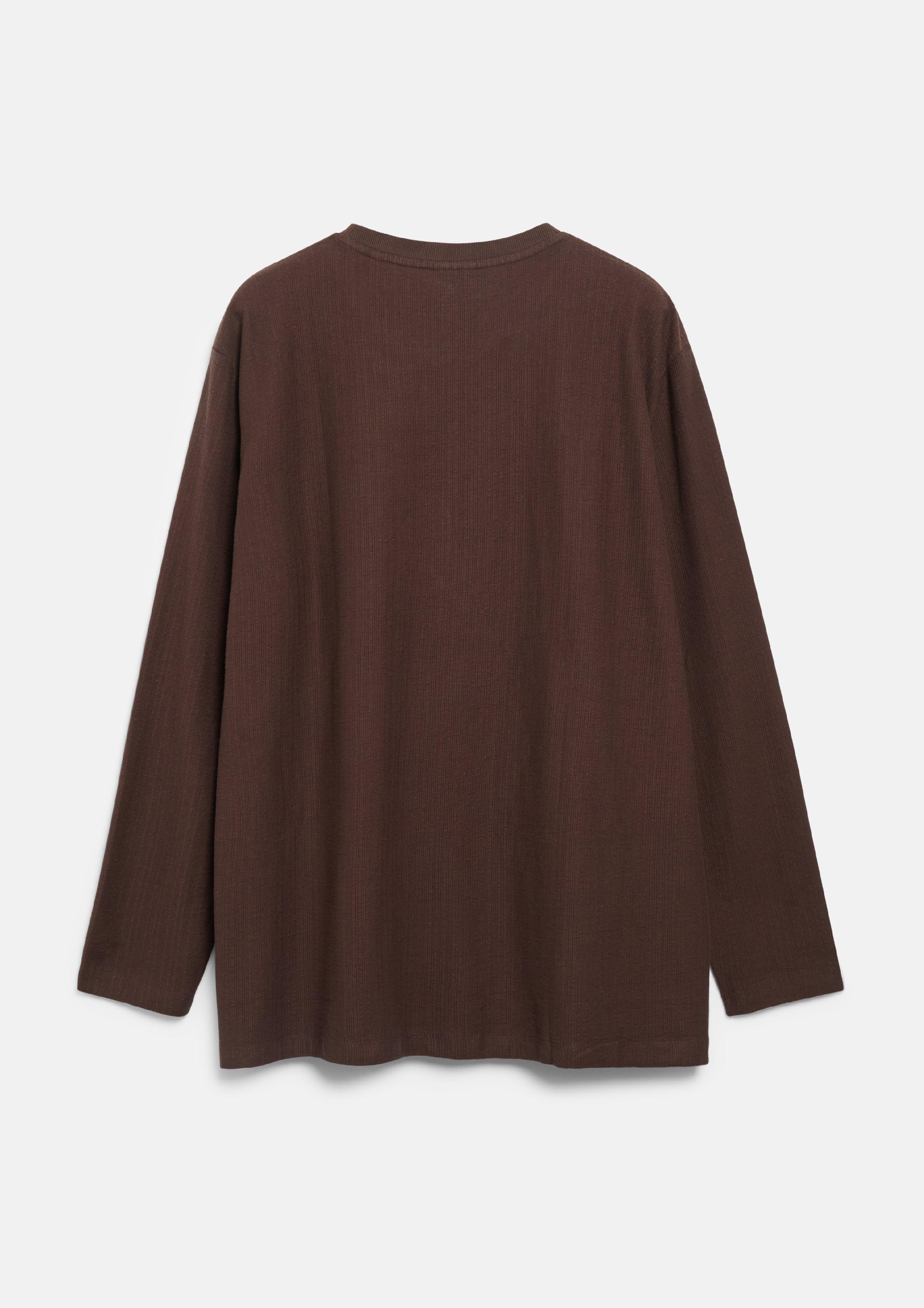Hommes T-shirt à manches longues texturé, 100 % coton en brun de s.Oliver Men Big Sizes