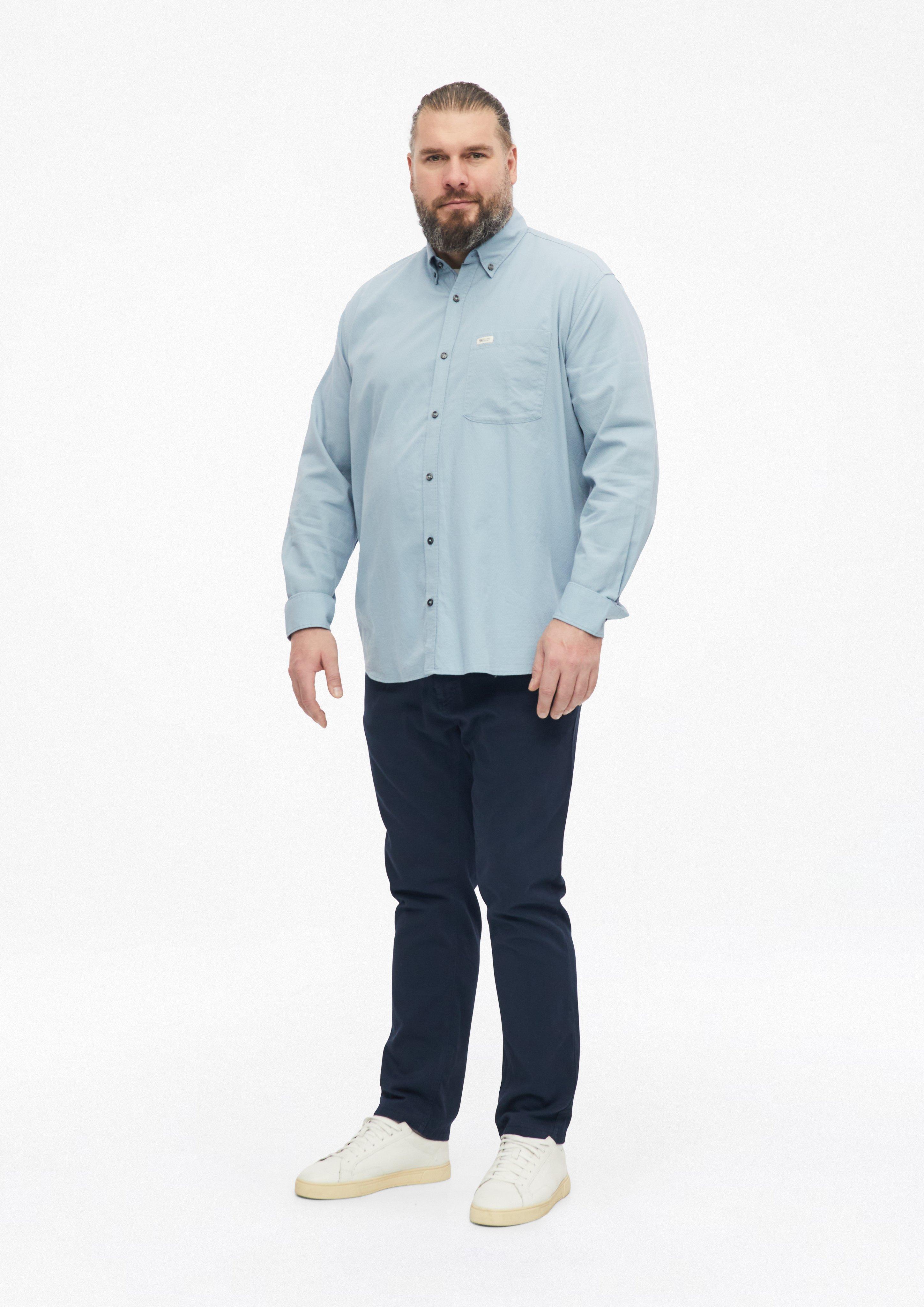 Hommes Coupe classique : chemise à la texture fine avec col boutonné en bleu de s.Oliver Men Big Sizes