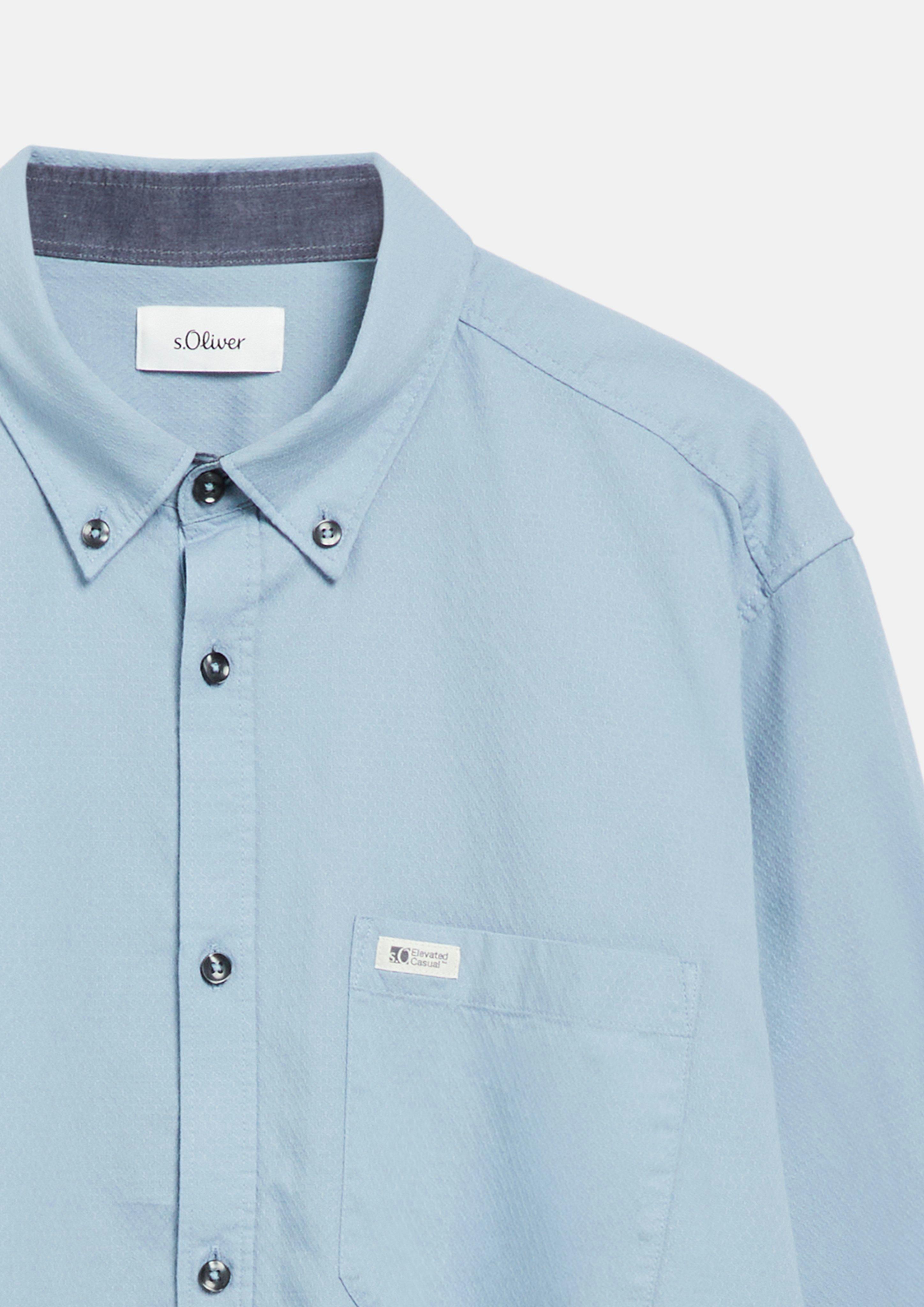 Moški Regular Fit: Srajca s fino strukturo z ovratnikom na gumb v barvi modra od s.Oliver Men Big Sizes